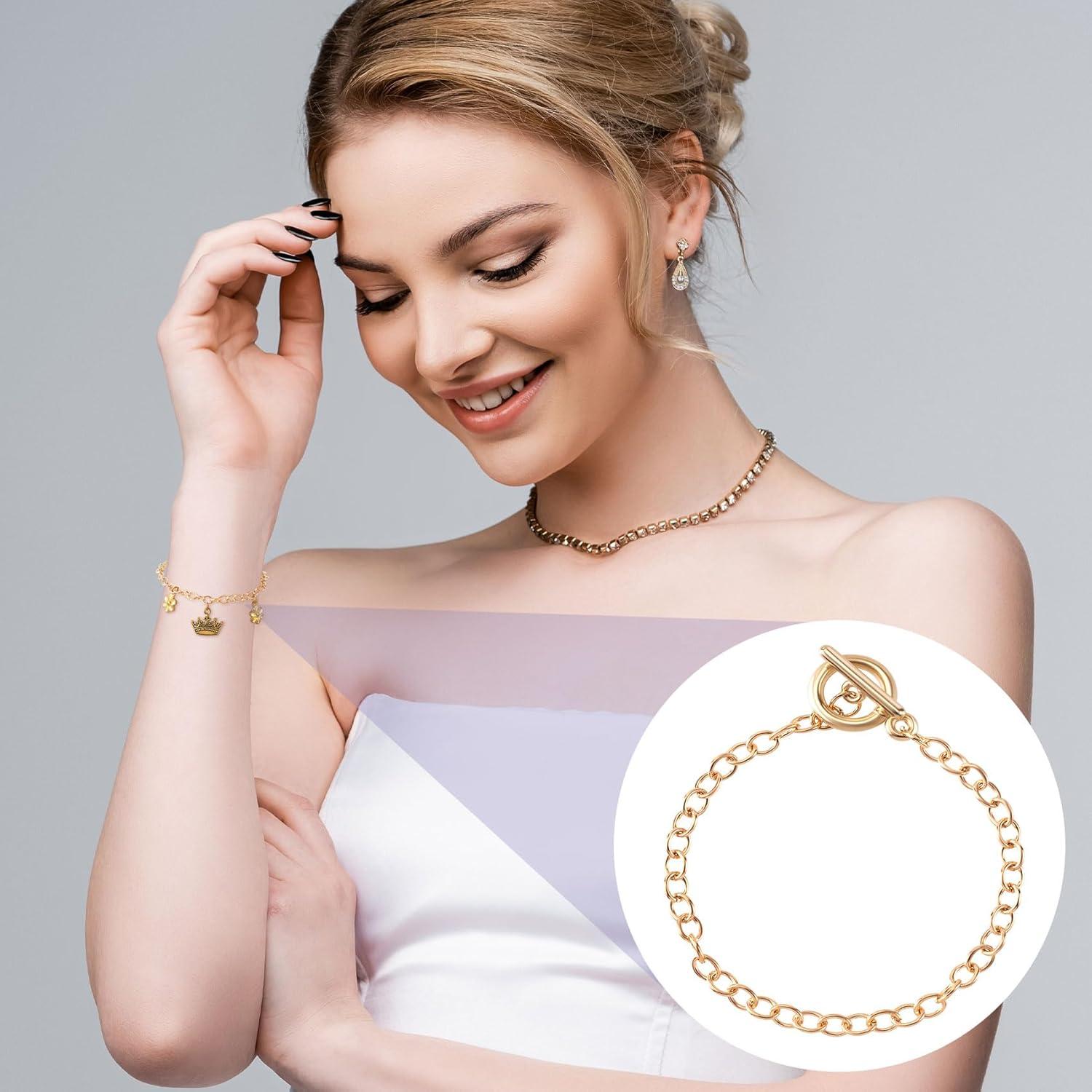 Cadenas de Pulsera DIY Isslly 2 PCS Aleación Dorado 19.5 cm