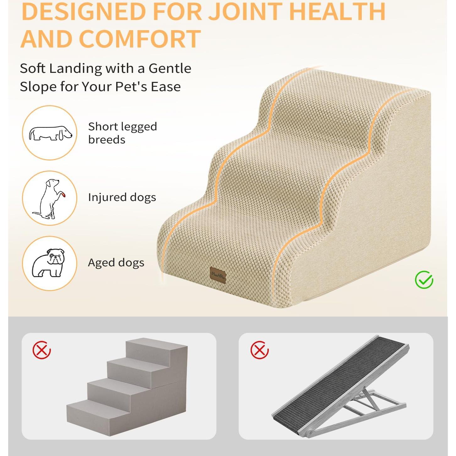 Escalera para Perros Made4Pets 3 Pasos Antideslizante Beige