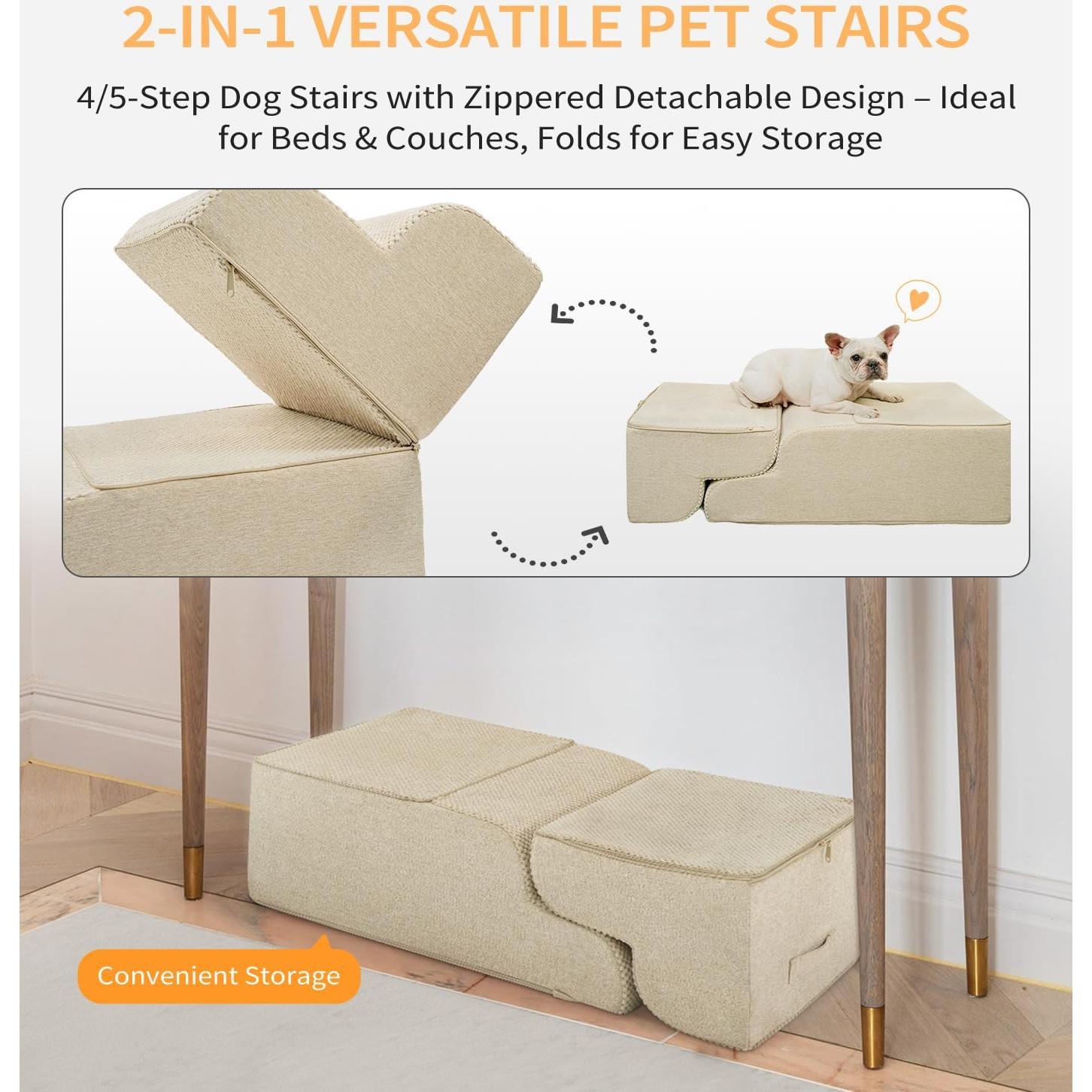 Escalera para Perros Made4Pets 3 Pasos Antideslizante Beige