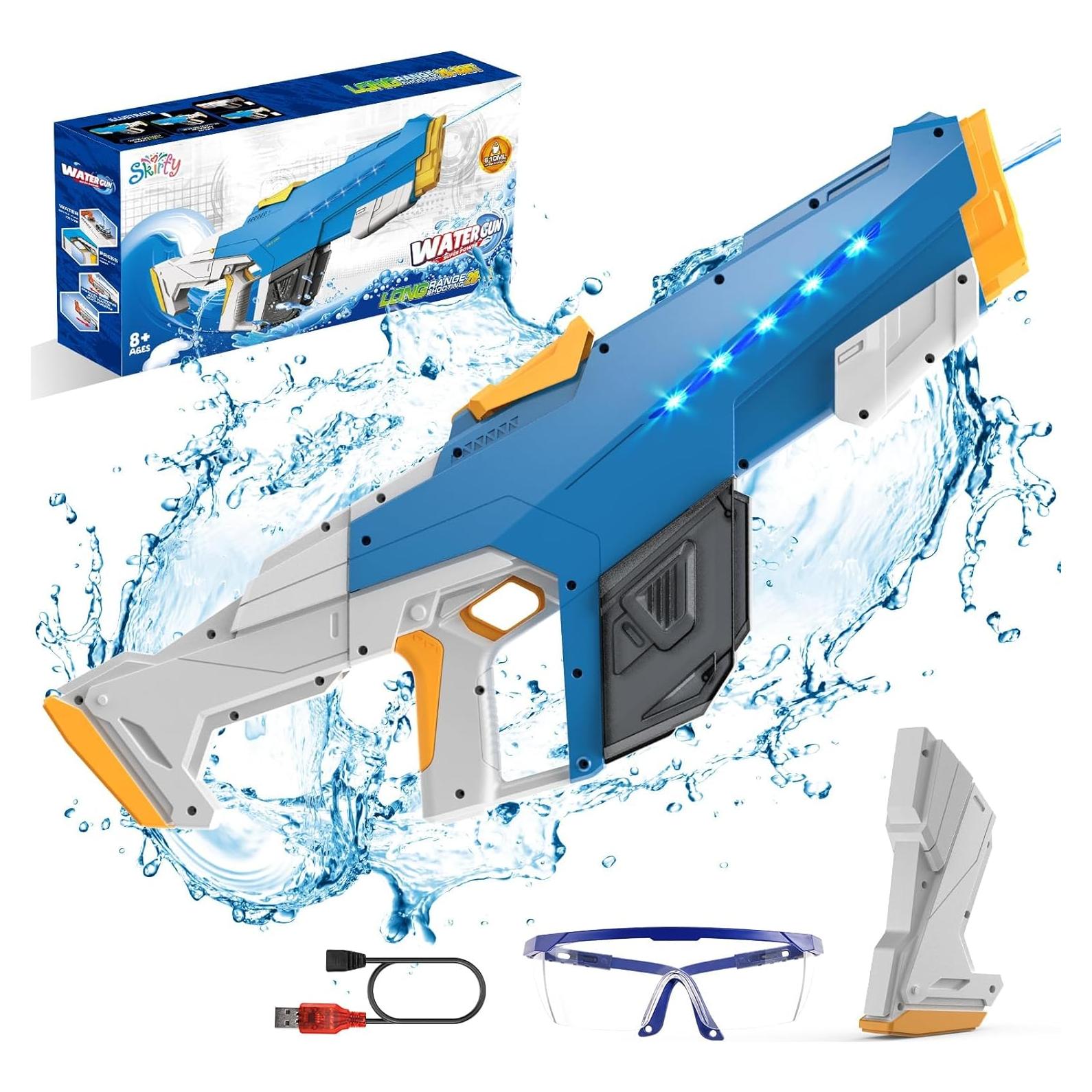 Pistola de Agua Eléctrica Skirfy Azul 9.75m para Niños y Adultos