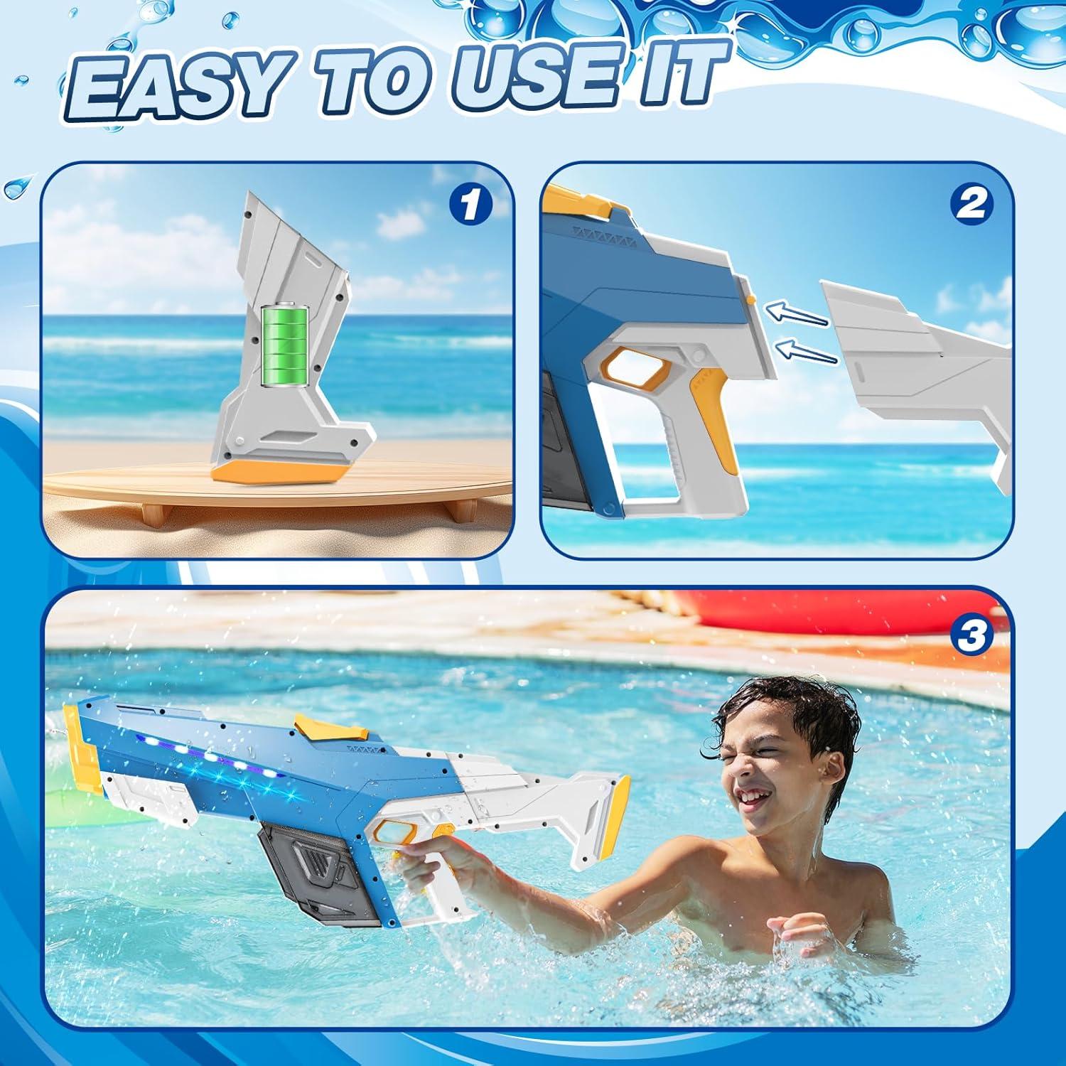 Pistola de Agua Eléctrica Skirfy Azul 9.75m para Niños y Adultos