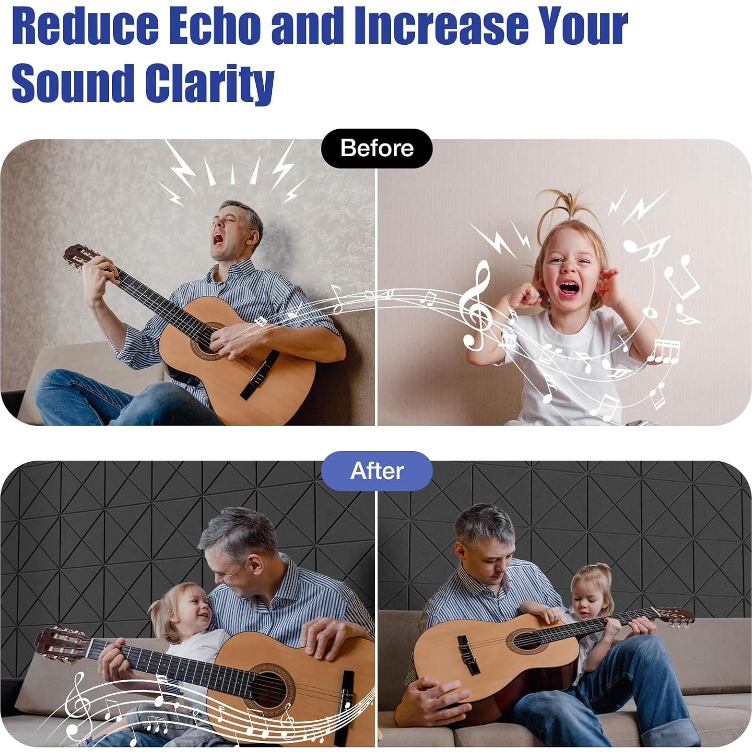 Paquete de 12 Paneles Acústicos Autoadhesivos 30.48 cm - Negro