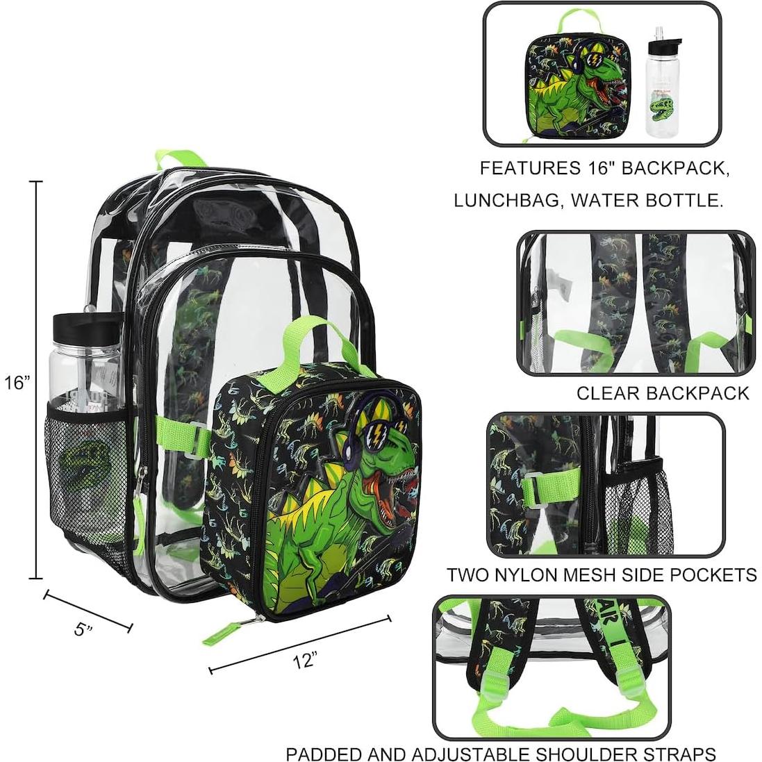 Conjunto Mochila y Lonchera Dinosaurio BIOWORLD 3 Piezas