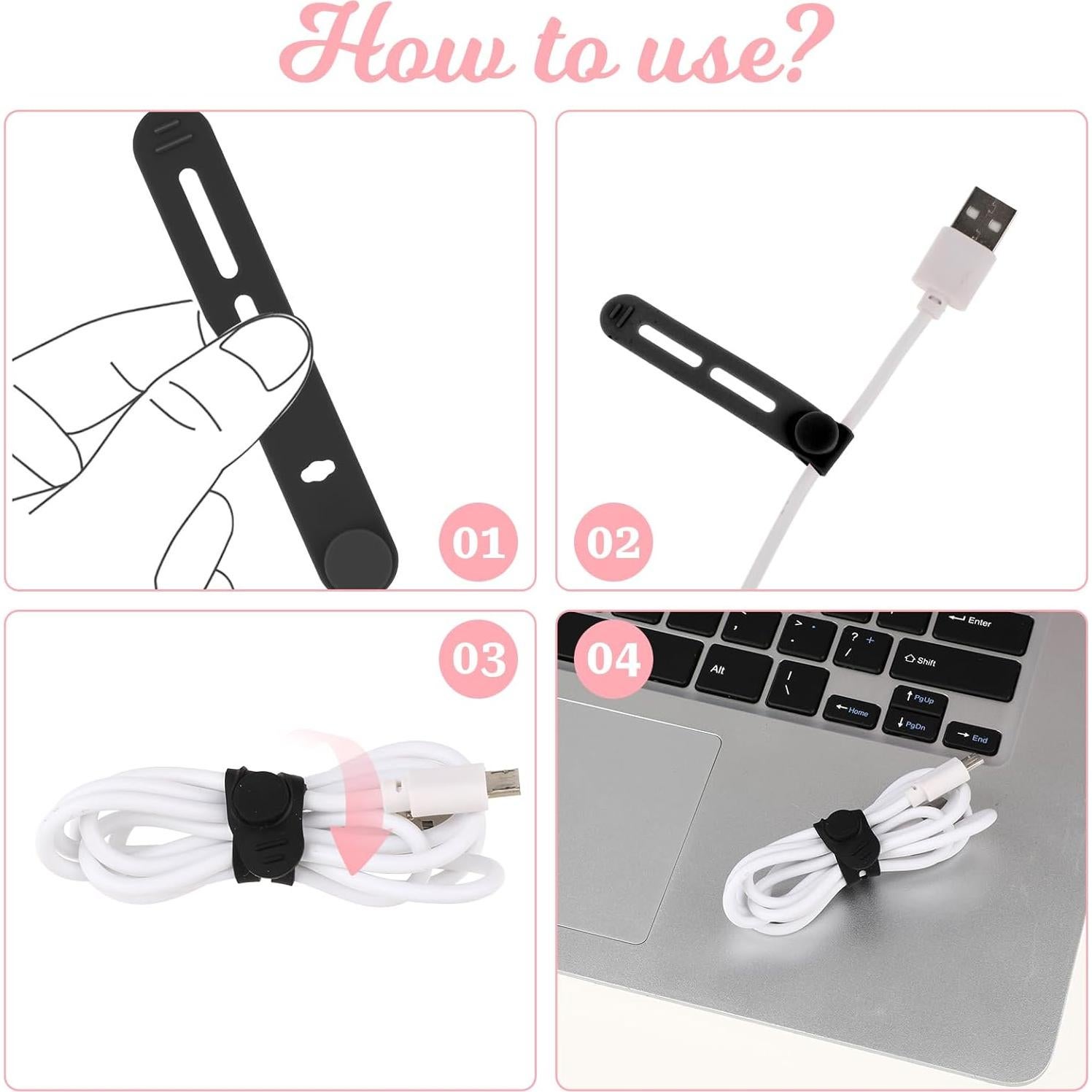 Bridas Reutilizables Molain 20Pcs Silicona Organizador de Cables