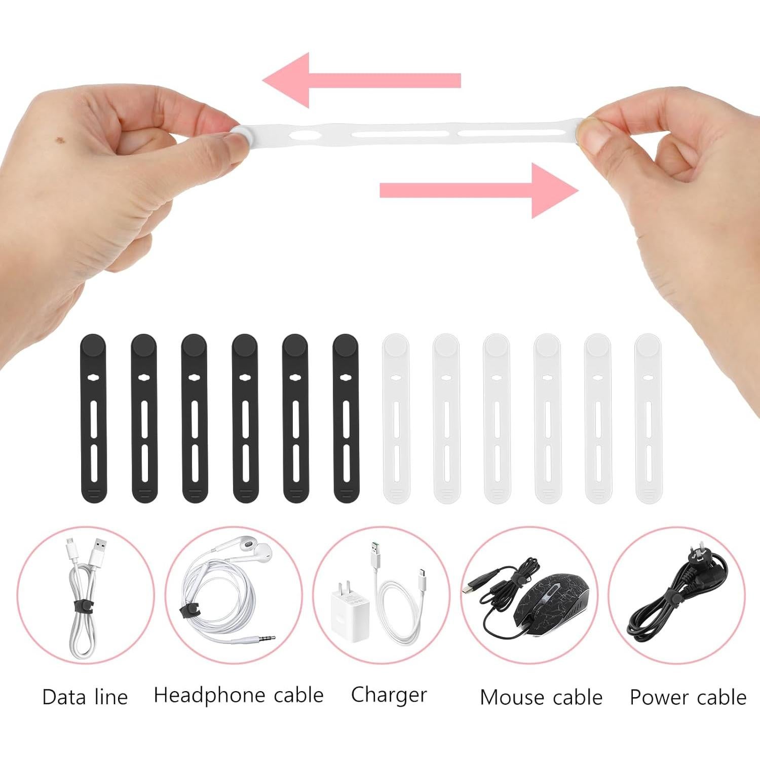 Bridas Reutilizables Molain 20Pcs Silicona Organizador de Cables