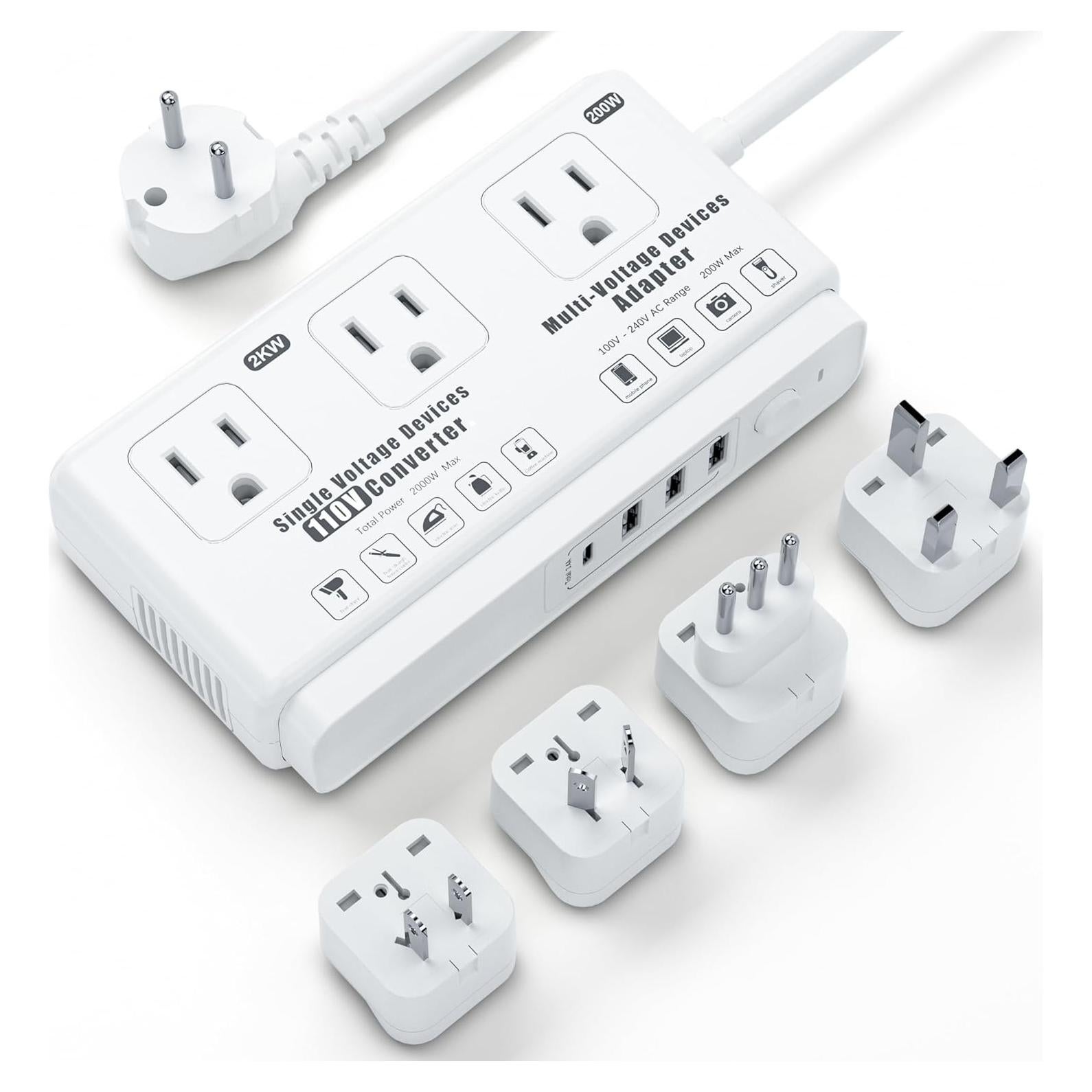 Convertidor de Voltaje 220V a 110V Kruuue 2000W con USB