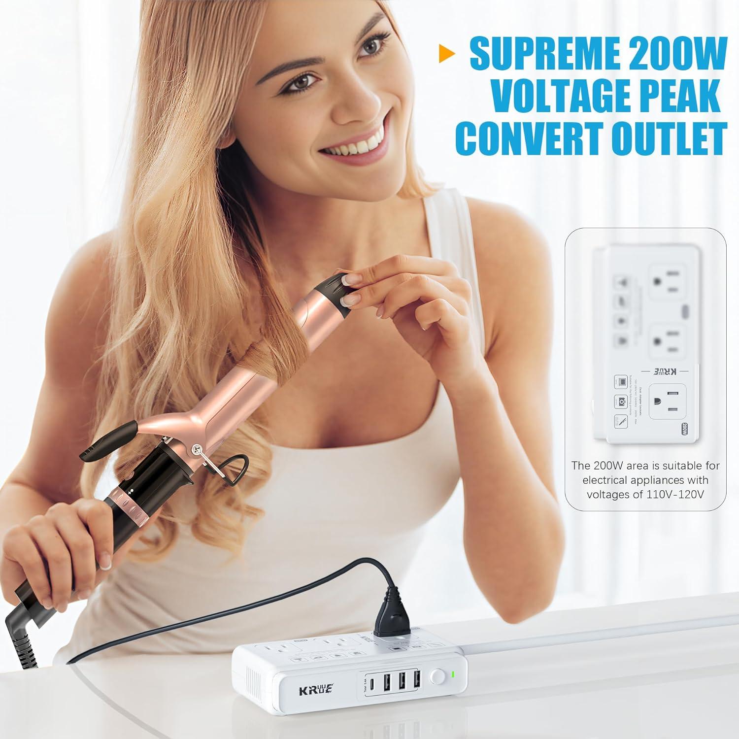 Convertidor de Voltaje 220V a 110V Kruuue 2000W con USB