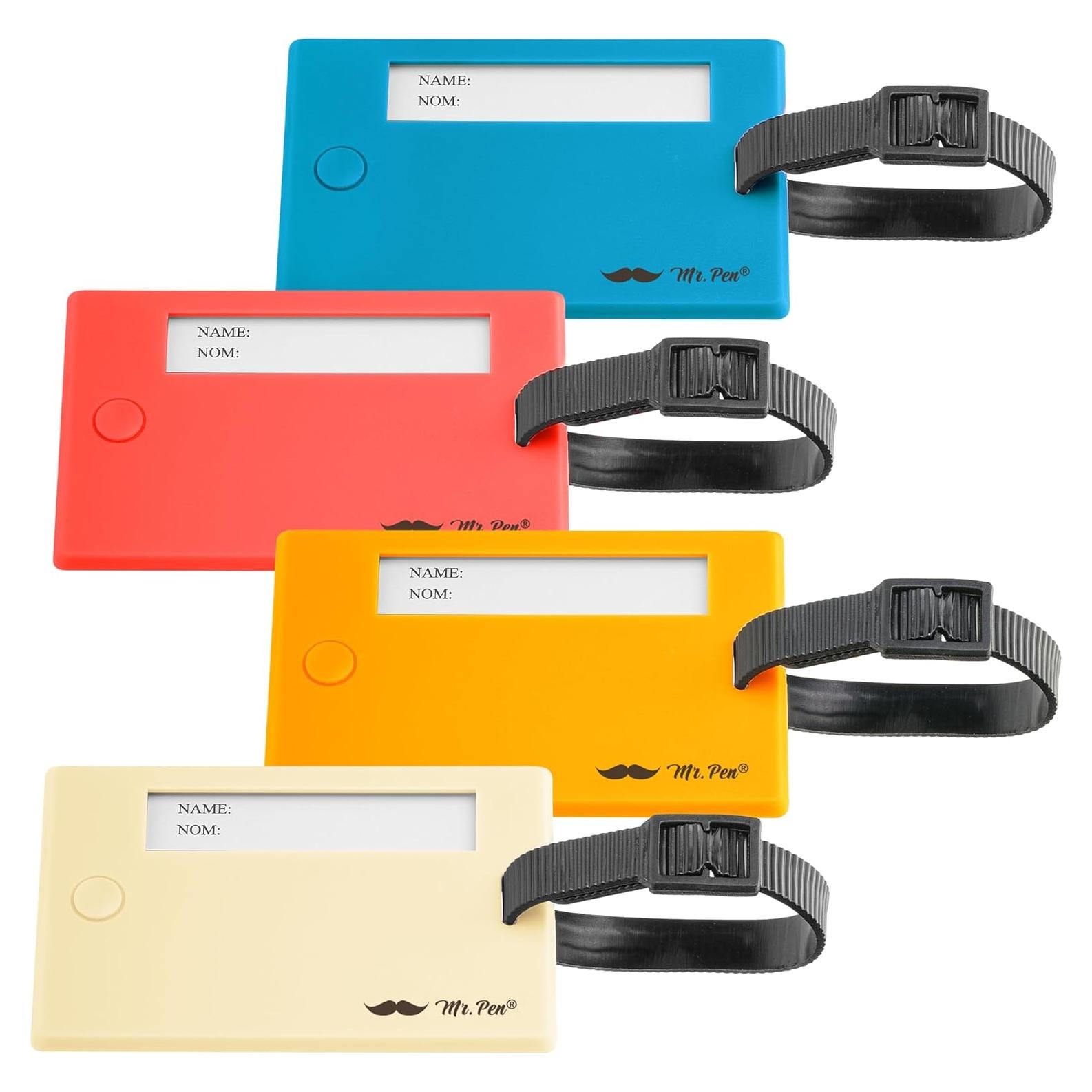 Etiquetas de Equipaje Mr. Pen, Paquete de 4, Coloridas, Plástico