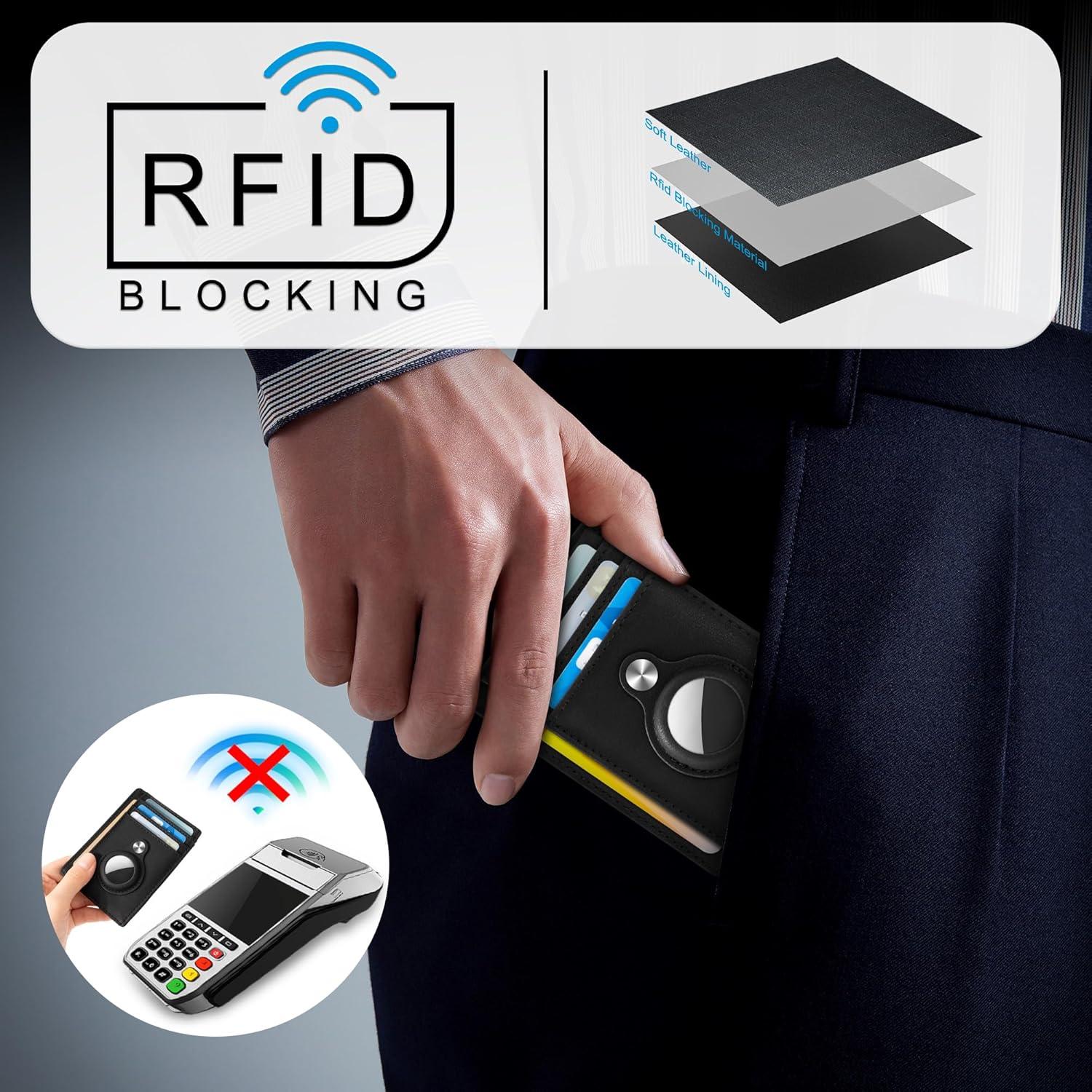 Billetera Slim Minimalista Hawanik con Soporte para AirTag RFID