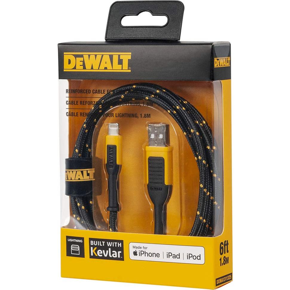 Cable USB a Lightning DEWALT 1.83m Alta Resistencia MFi