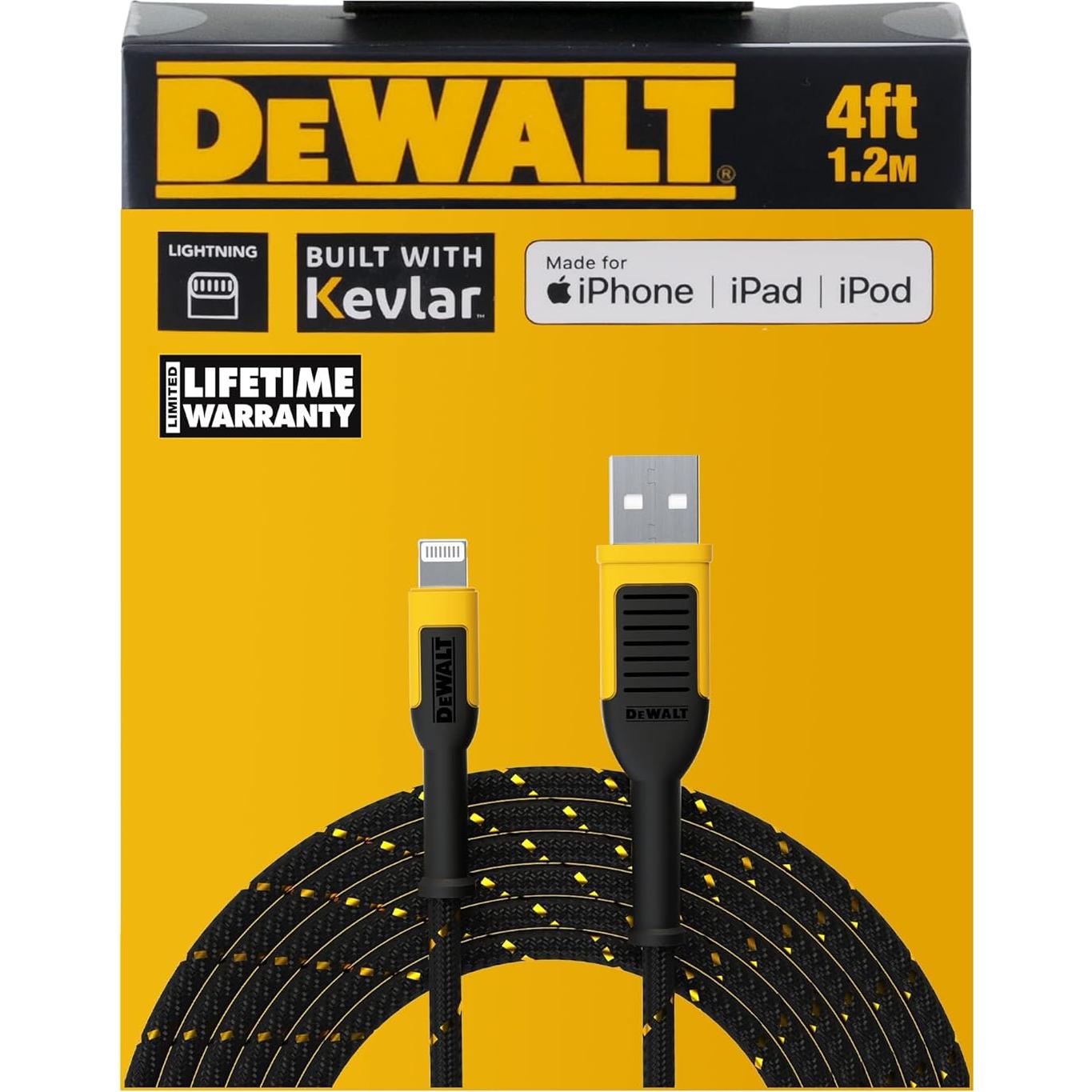 Cable USB A a Lightning DEWALT 121.6 cm reforzado