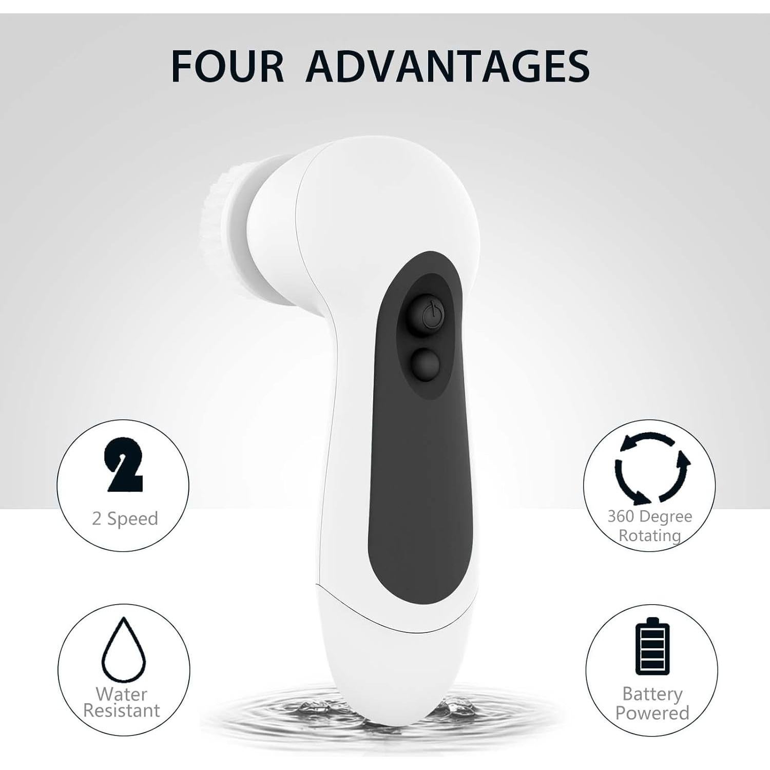 Cepillo Limpiador Facial Eléctrico CLSEVXY con 5 Cabezas