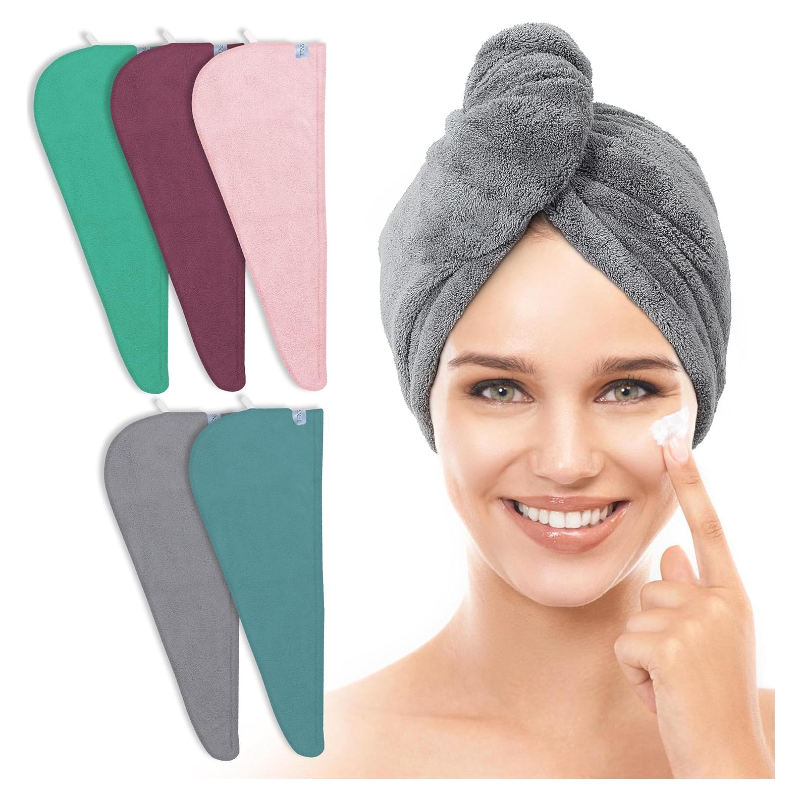 Toallas de Microfibra para Cabello TENSTARS - 5 Piezas 28x71 cm