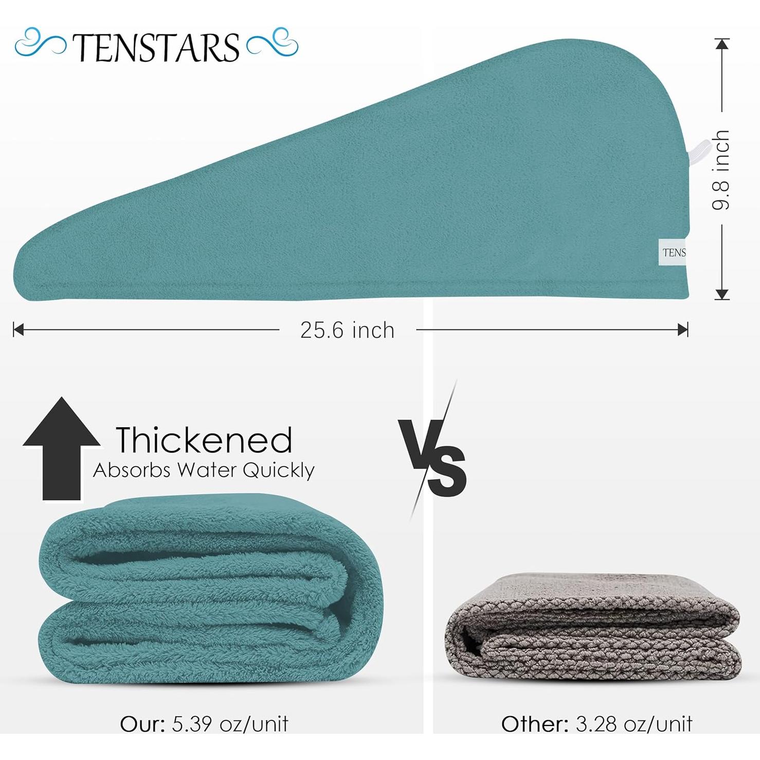 Toallas de Microfibra para Cabello TENSTARS - 5 Piezas 28x71 cm