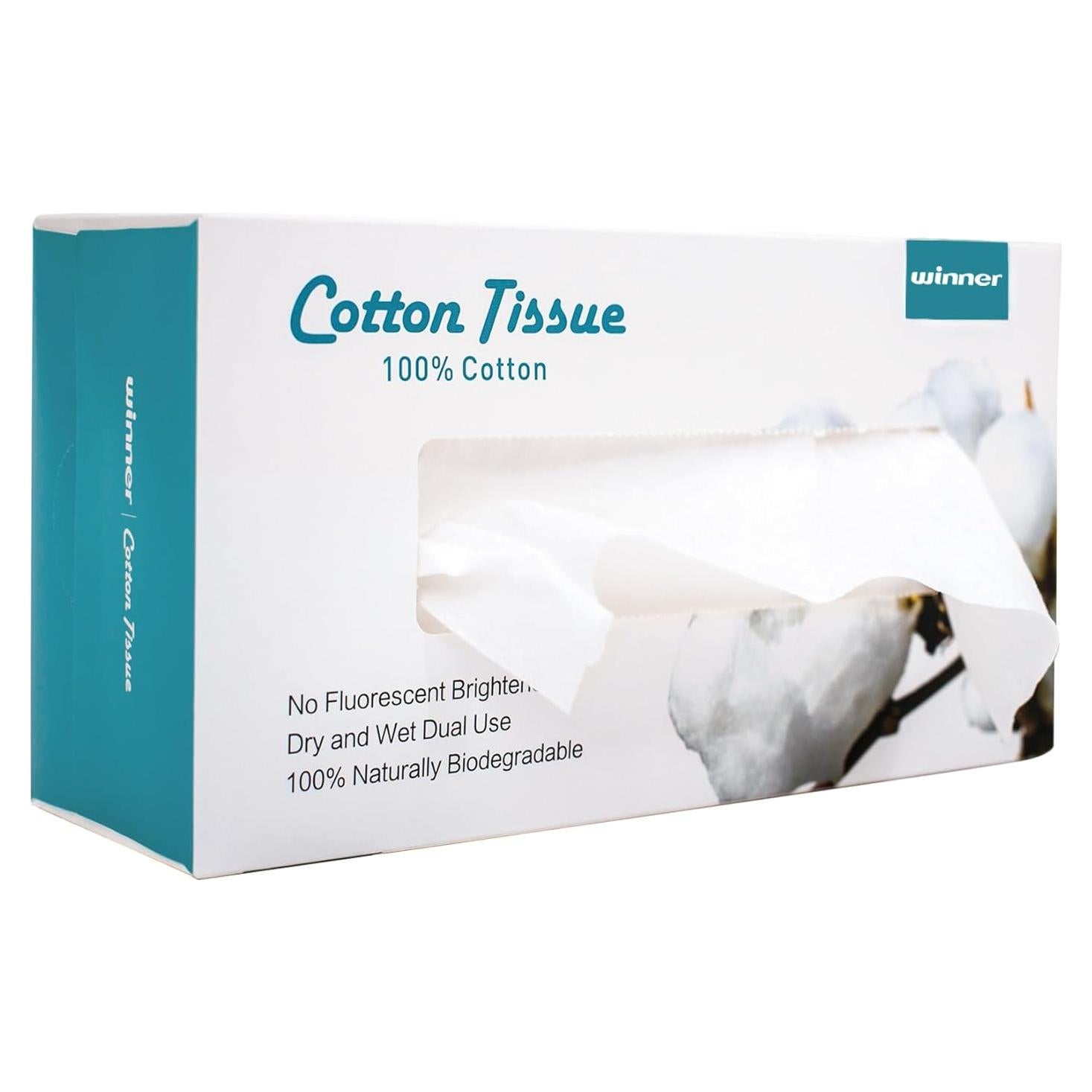 Toallas Faciales Desechables Winner de Algodón Biodegradables 100 Unidades