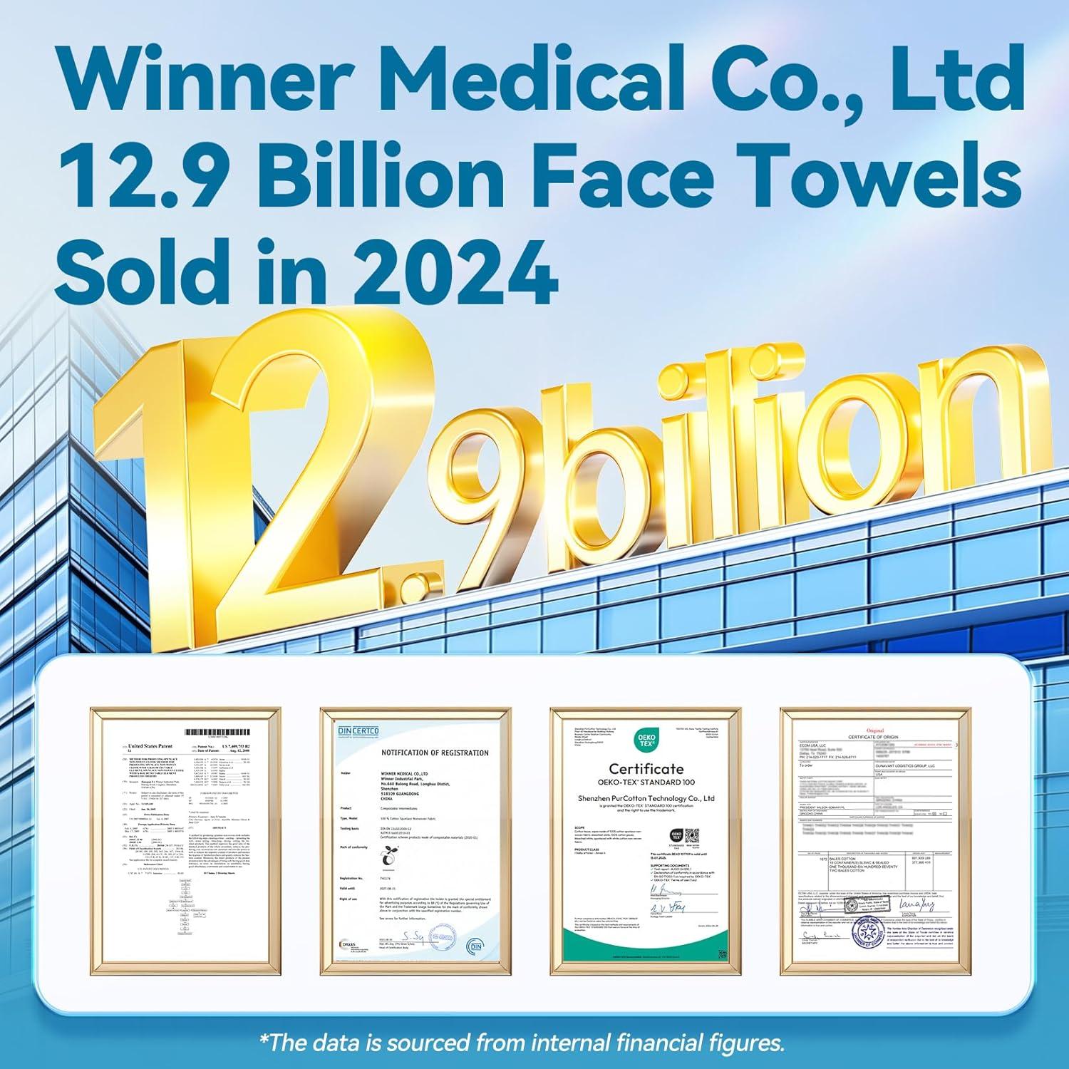 Toallas Faciales Desechables Winner de Algodón Biodegradables 100 Unidades