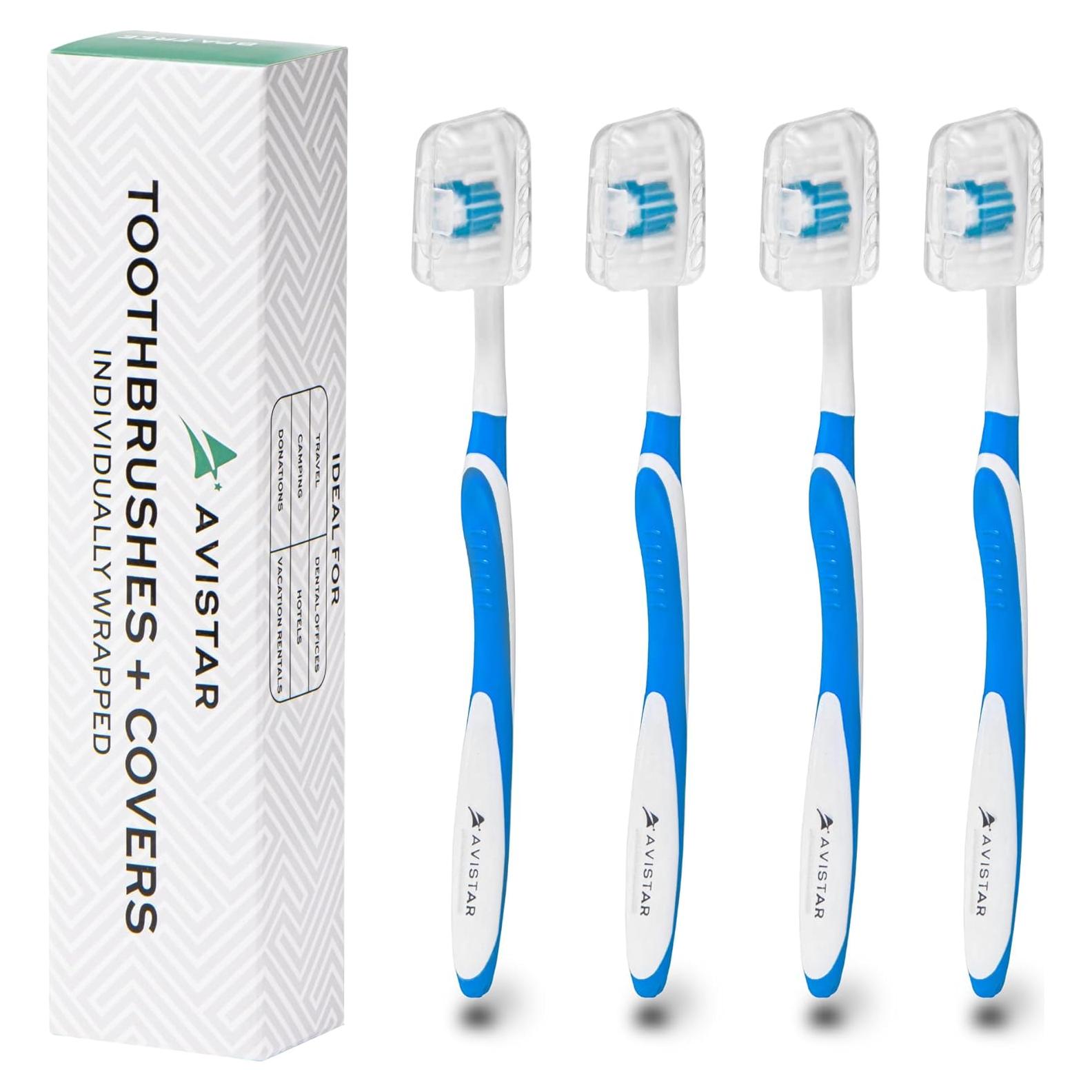 Paquete de 4 Cepillos de Dientes Avistar - Cerdas Medias - Azul