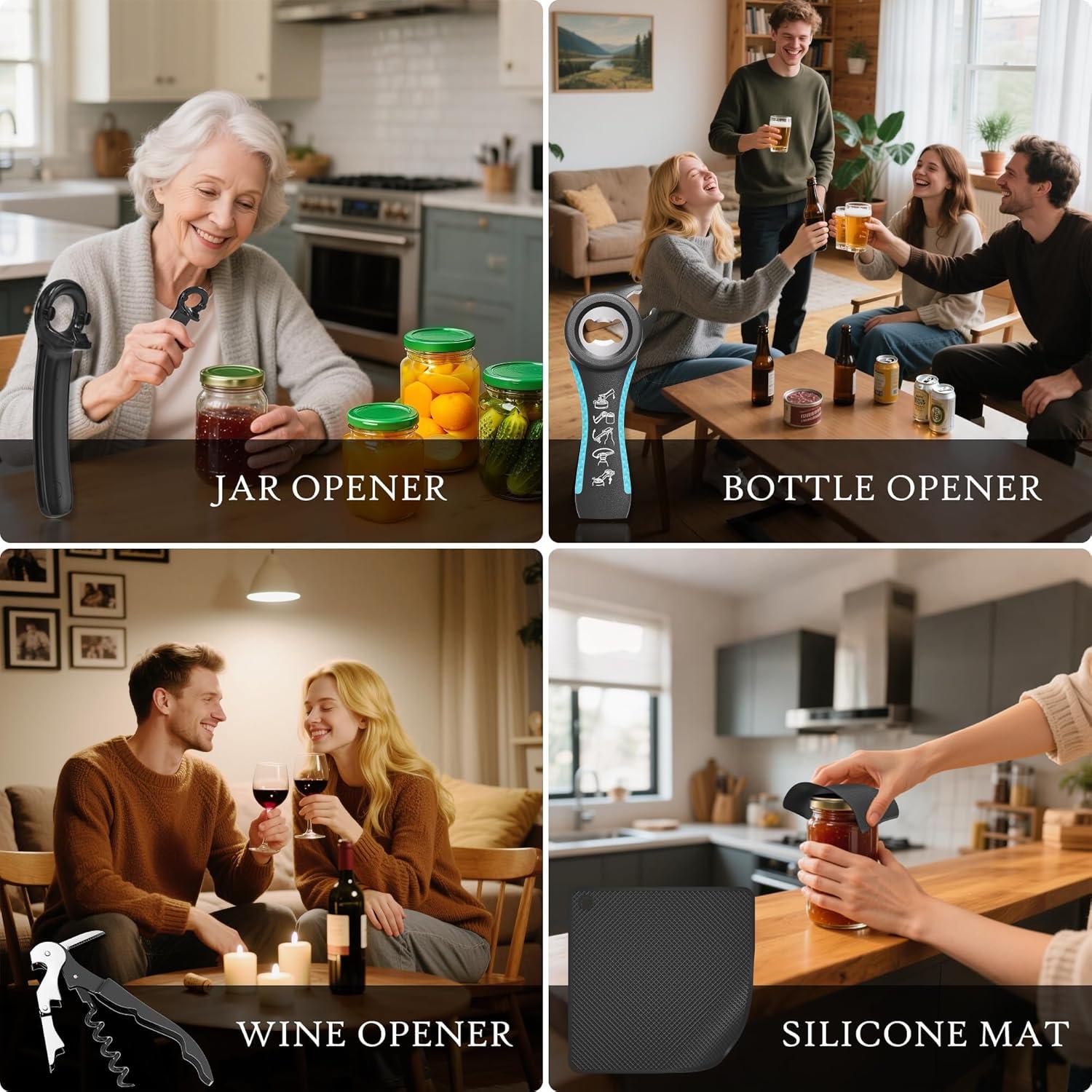 Abridor de Tarros Multifuncional Readaeer para Artritis - Negro