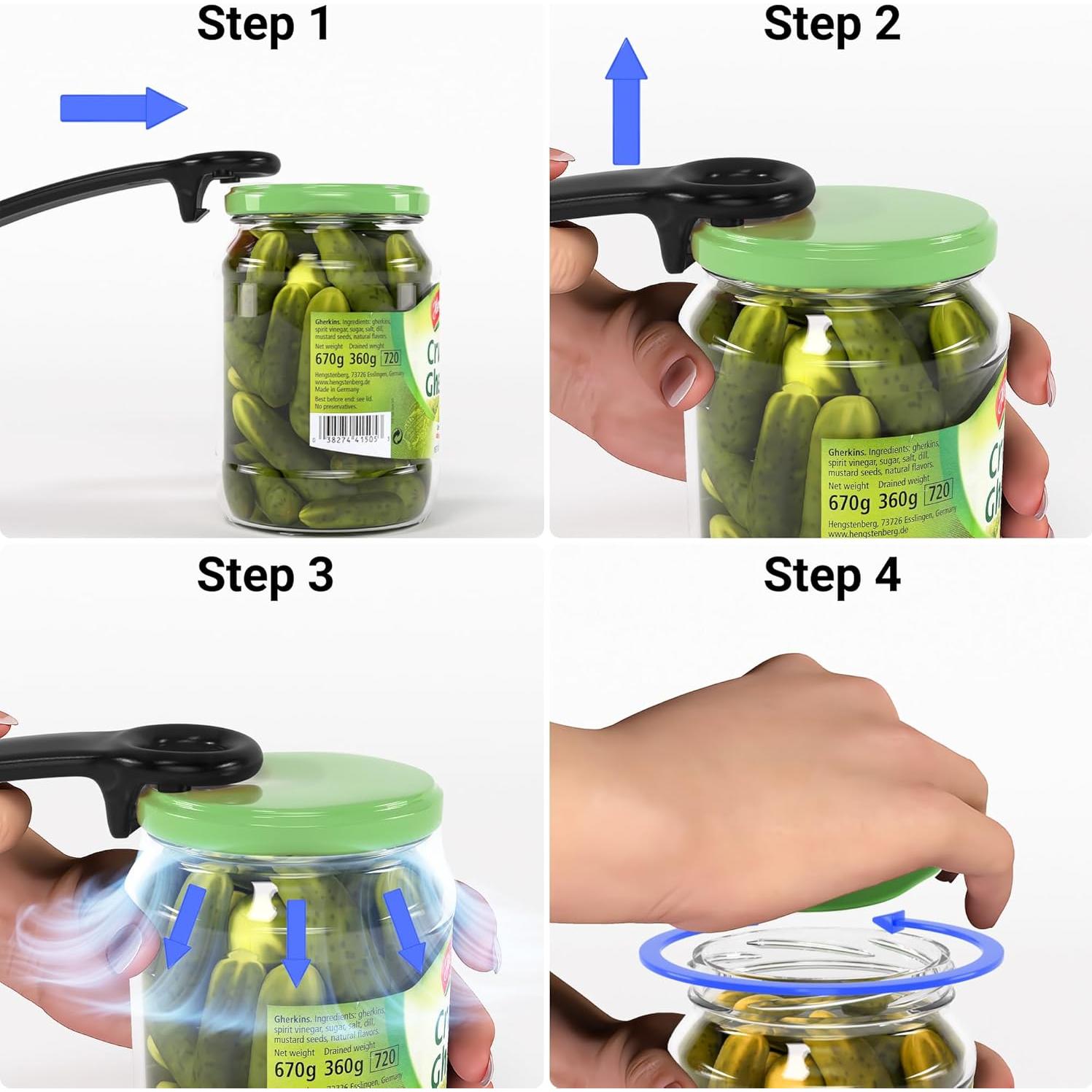 Abridor de Tarros Multifuncional Readaeer para Artritis - Negro