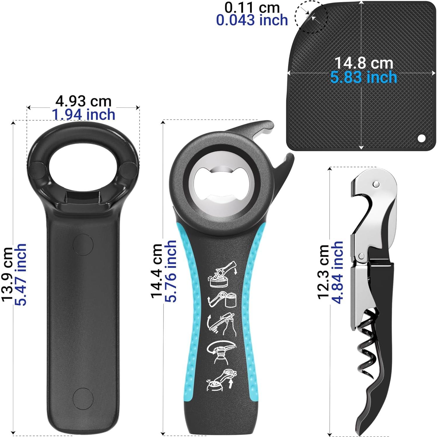 Abridor de Tarros Multifuncional Readaeer para Artritis - Negro