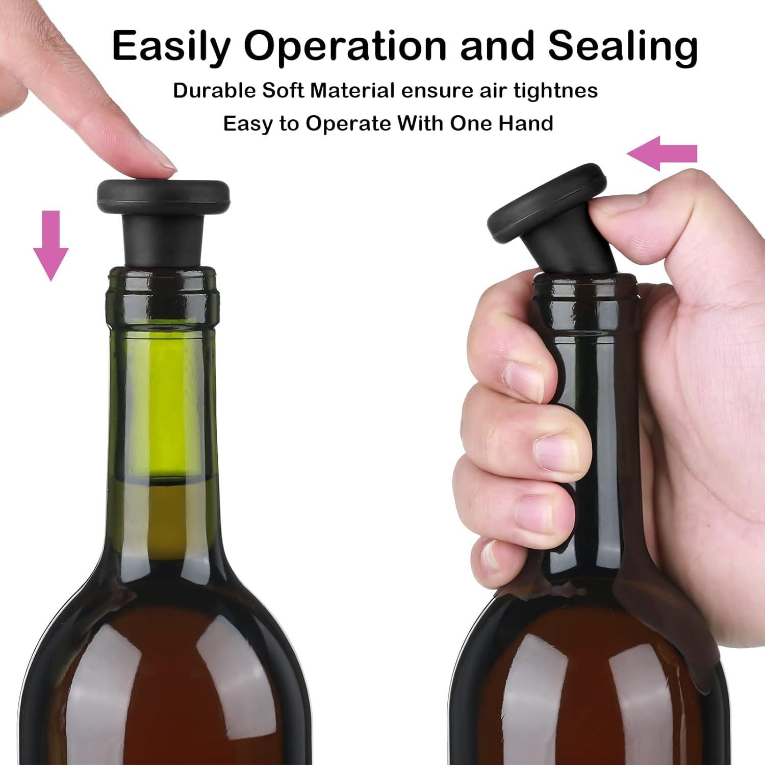 8 Tapones de Vino Silicona Yookeer Color Negro para Botellas