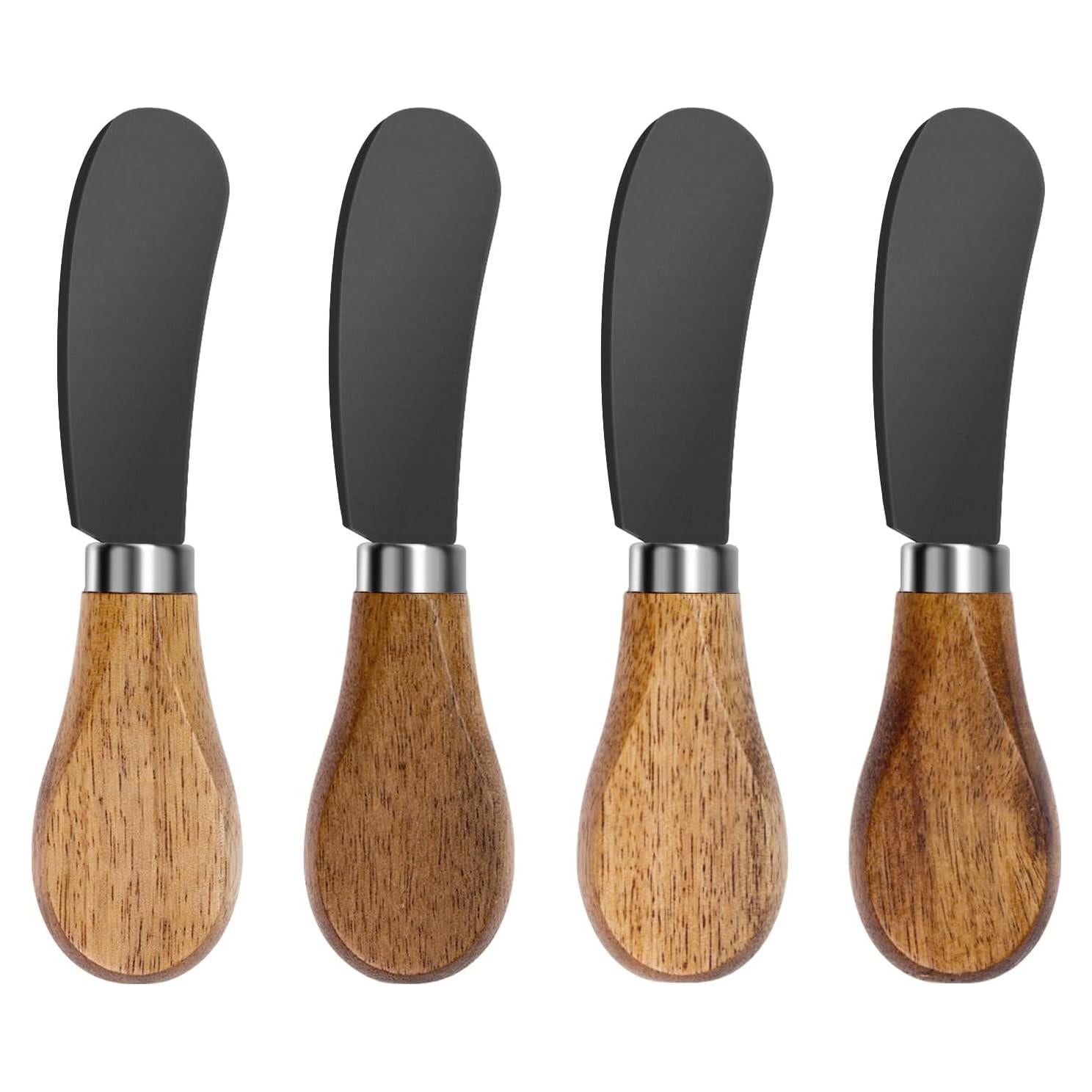 Juego de 4 Cuchillos Espátula para Mantequilla Mlurcu - Acero Inoxidable y Madera de Acacia