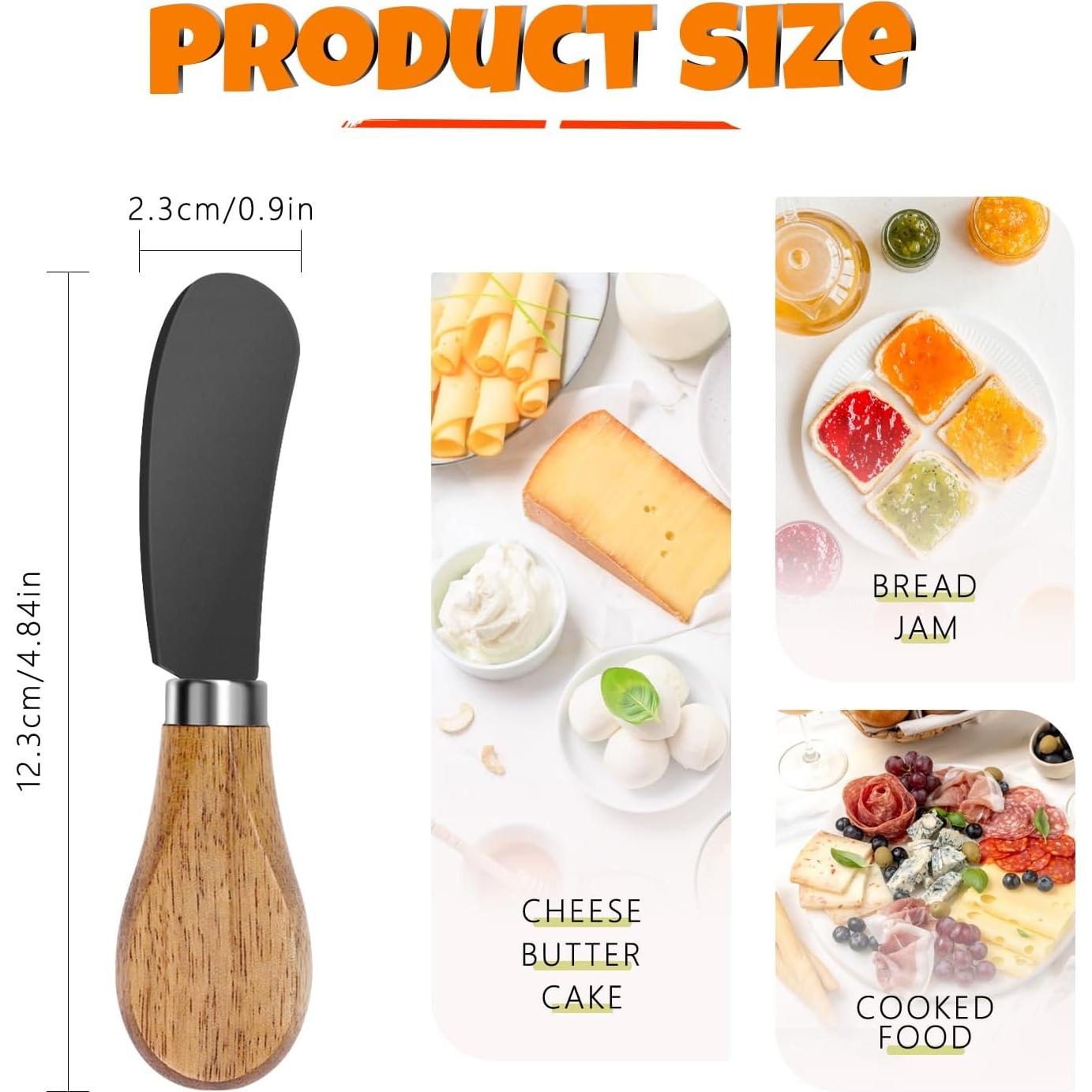 Juego de 4 Cuchillos Espátula para Mantequilla Mlurcu - Acero Inoxidable y Madera de Acacia