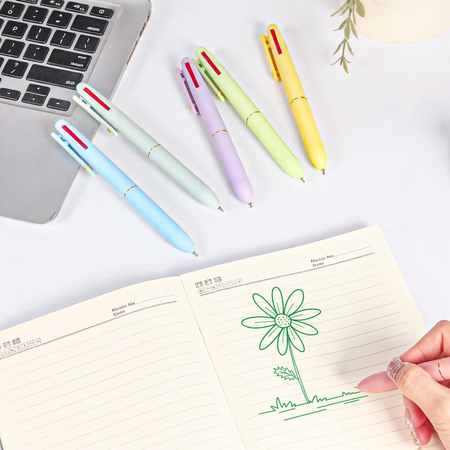 Bolígrafos Multicolor Ddaowanx 4-en-1 0.5mm Suave - 12 Pcs