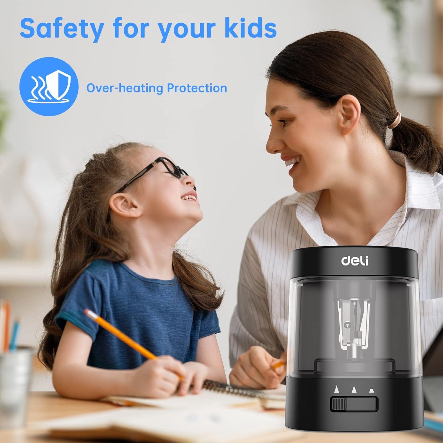 Afilador Eléctrico Deli 68659, USB y Batería, Negro