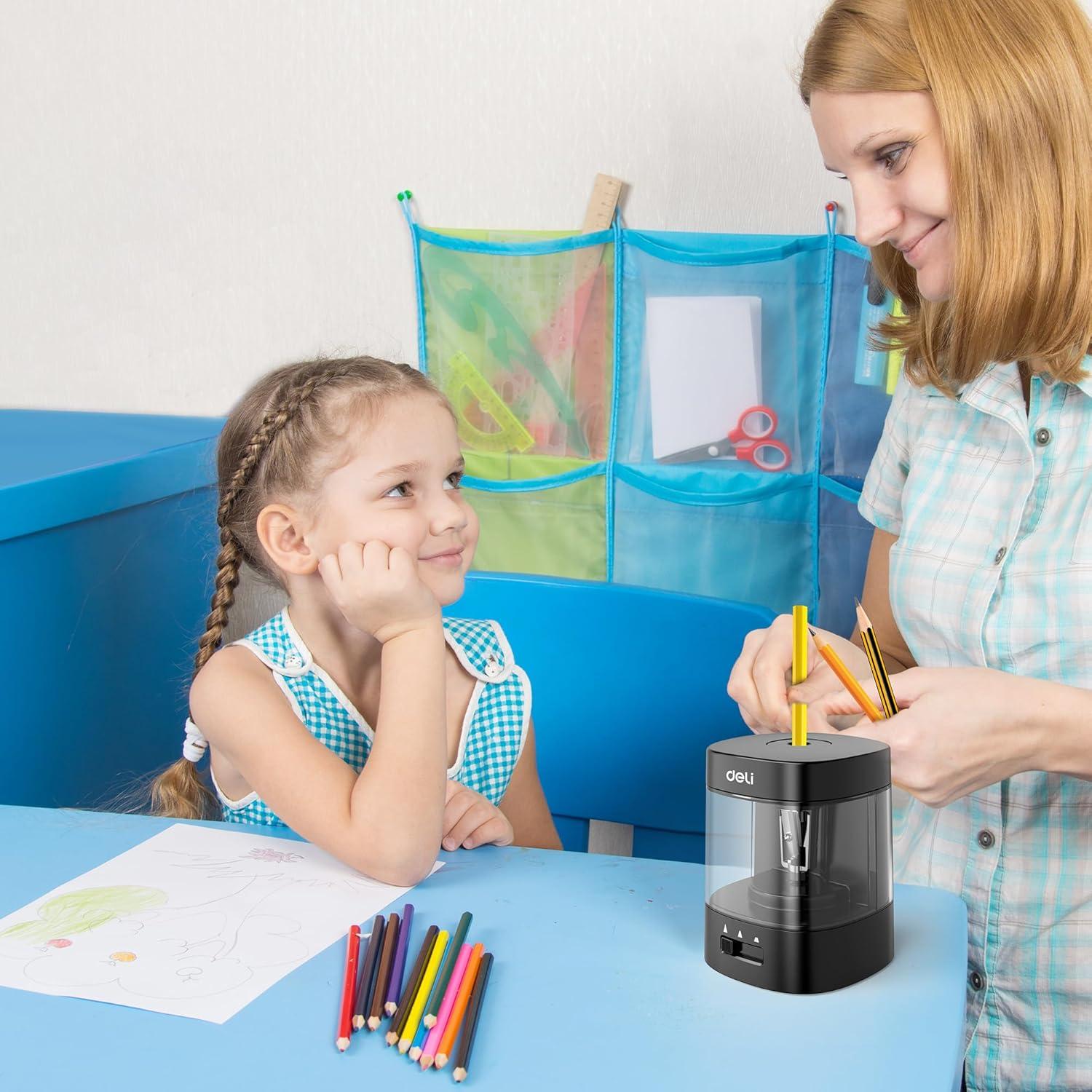 Afilador Eléctrico Deli 68659, USB y Batería, Negro