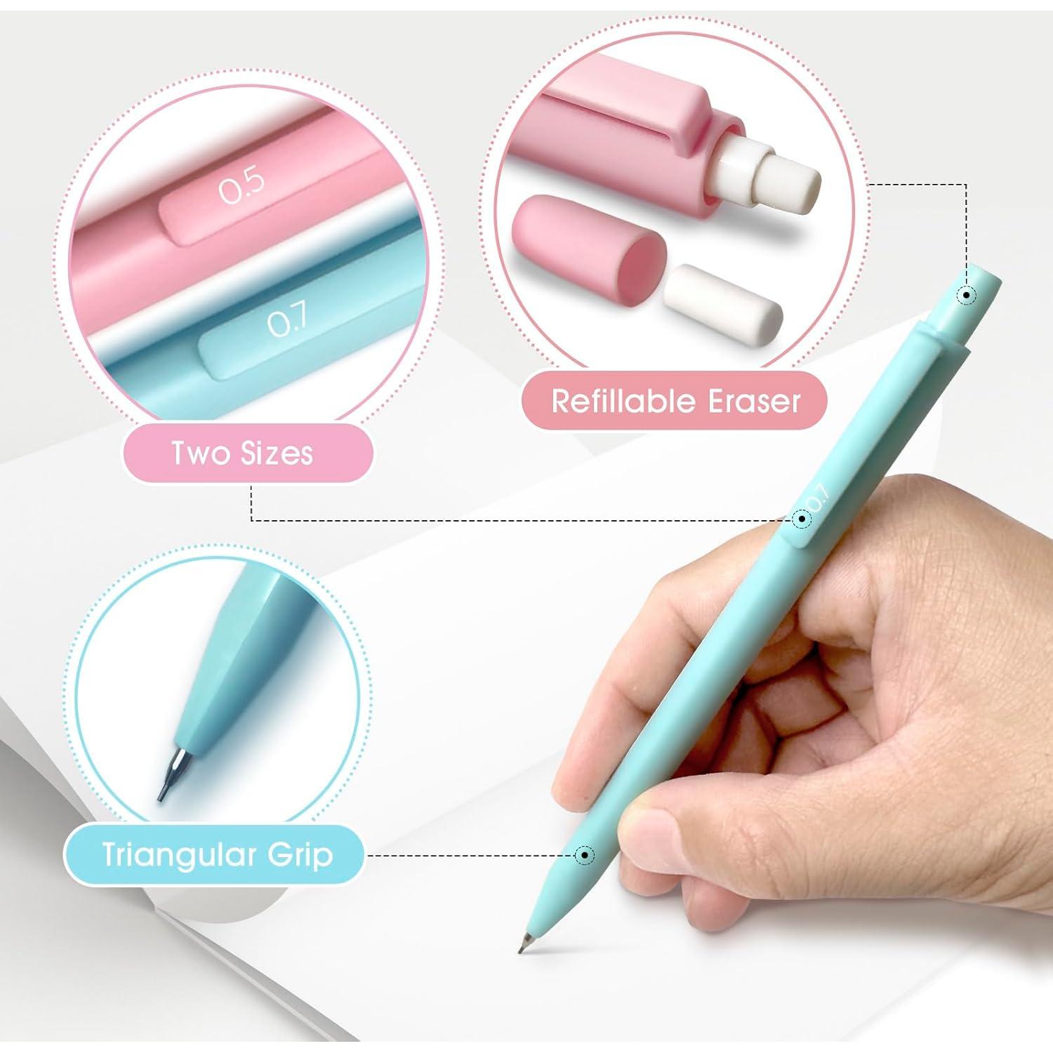 Conjunto de Lápices Mecánicos ChunRun Rosa 0.5 y 0.7mm - 6 Piezas