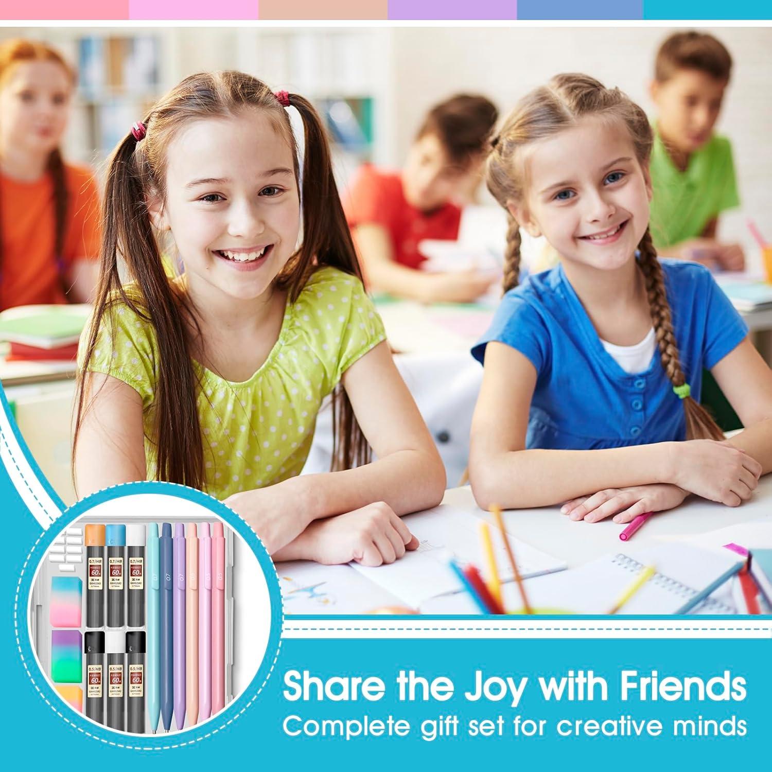 Conjunto de Lápices Mecánicos ChunRun Rosa 0.5 y 0.7mm - 6 Piezas