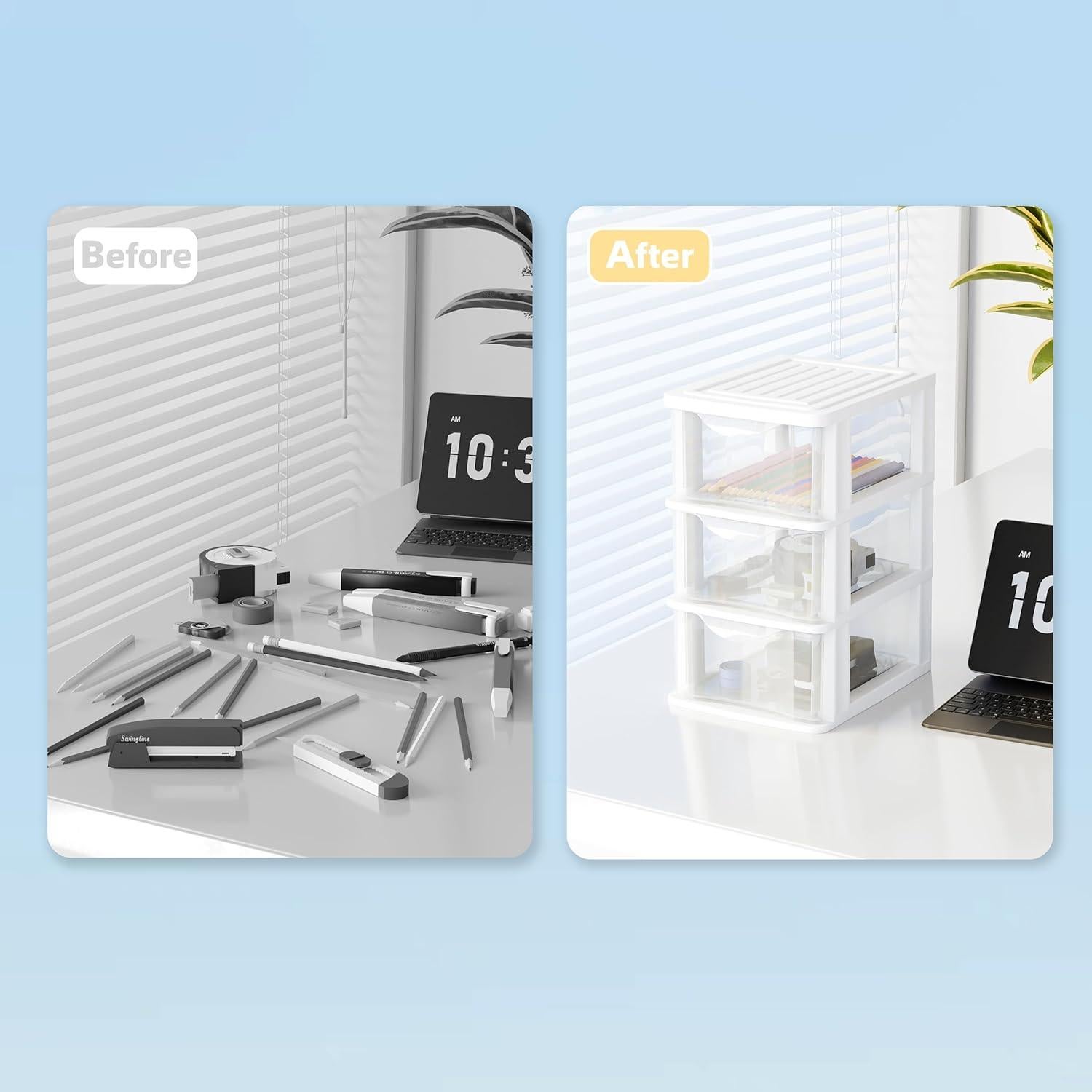 Organizador de Escritorio Blanco ihomecooker 3 Cajones Mini