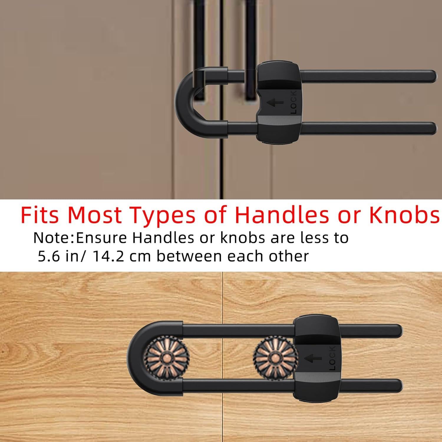 Cerraduras de Gabinete de Seguridad Ajustables Negras - 10 Piezas