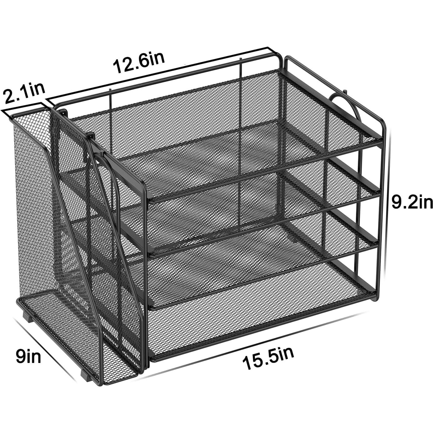 Organizador de Escritorio Spacrea Negro con 4 Bandejas y Archivos