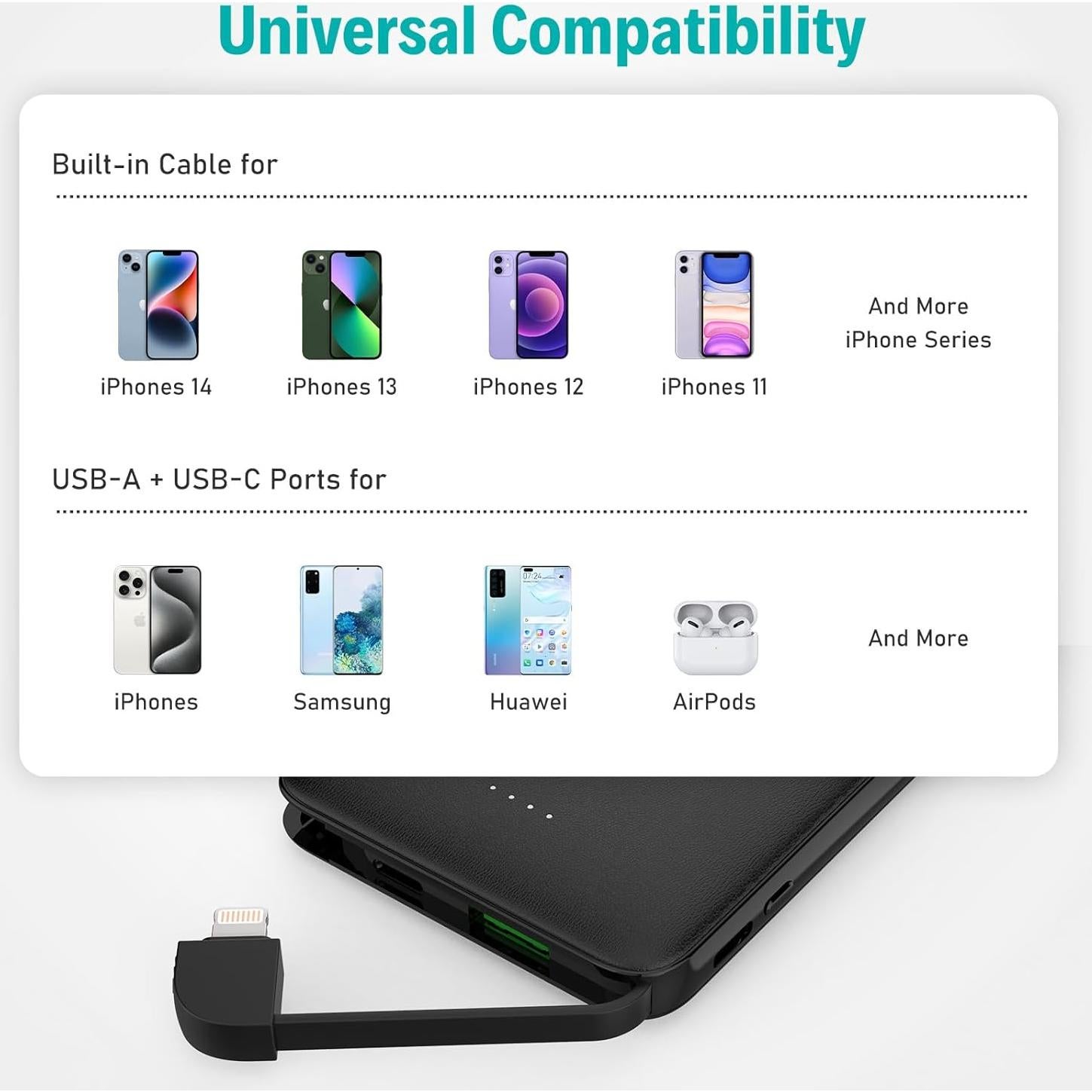 Banco de Poder Sethruki 6000mAh Carga Rápida 20W Negro