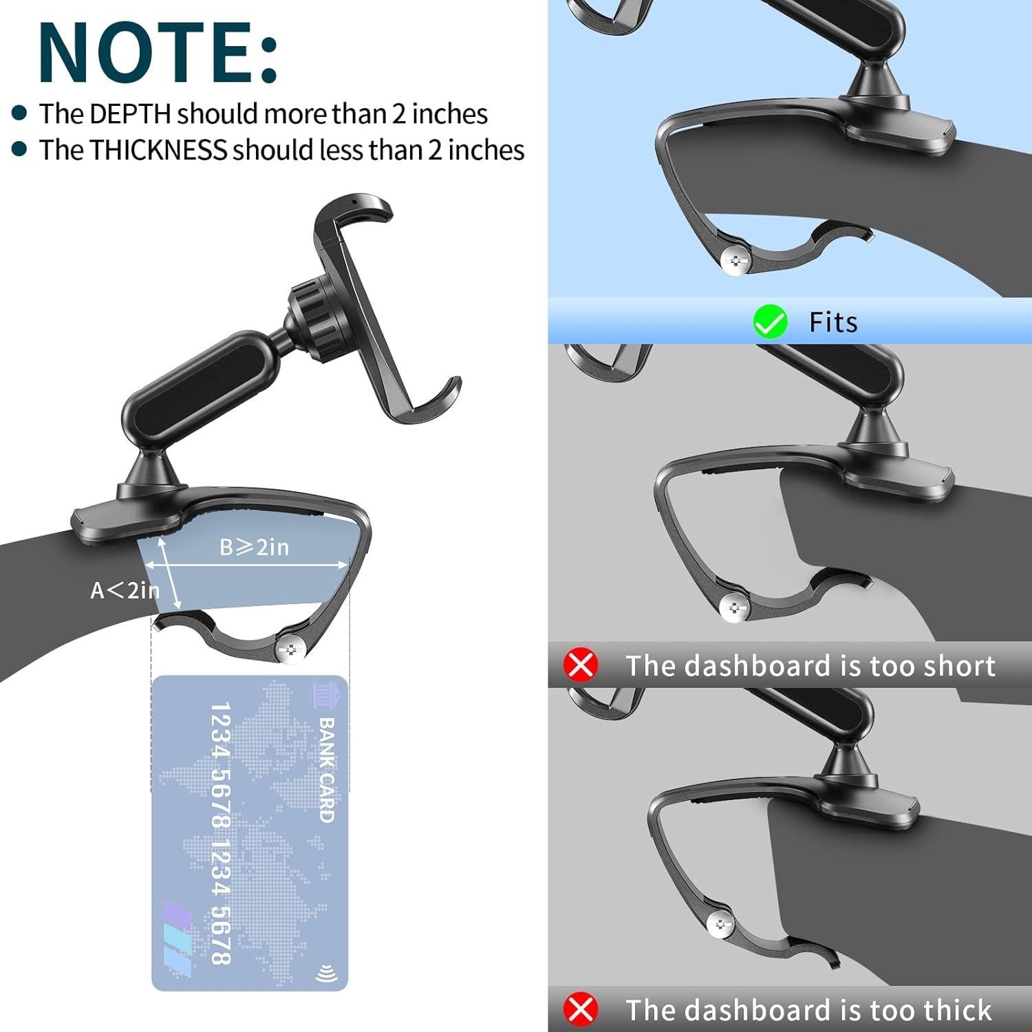 Soporte para Teléfono Móvil NADRQQE para Coche Negro 360°