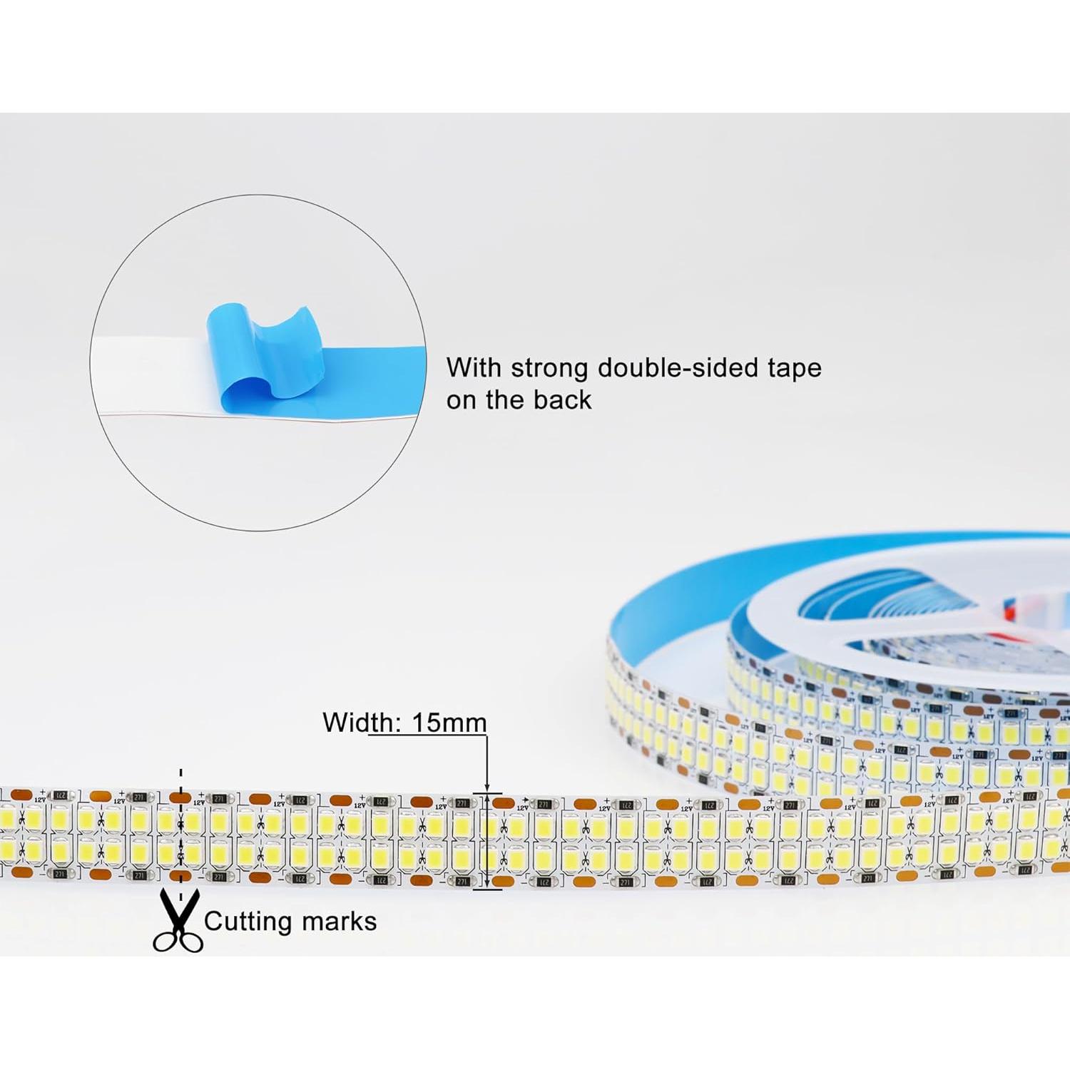 Tira LED 5m Frío Blanco 6500K SMD 2835 2400 LEDs DC 12V