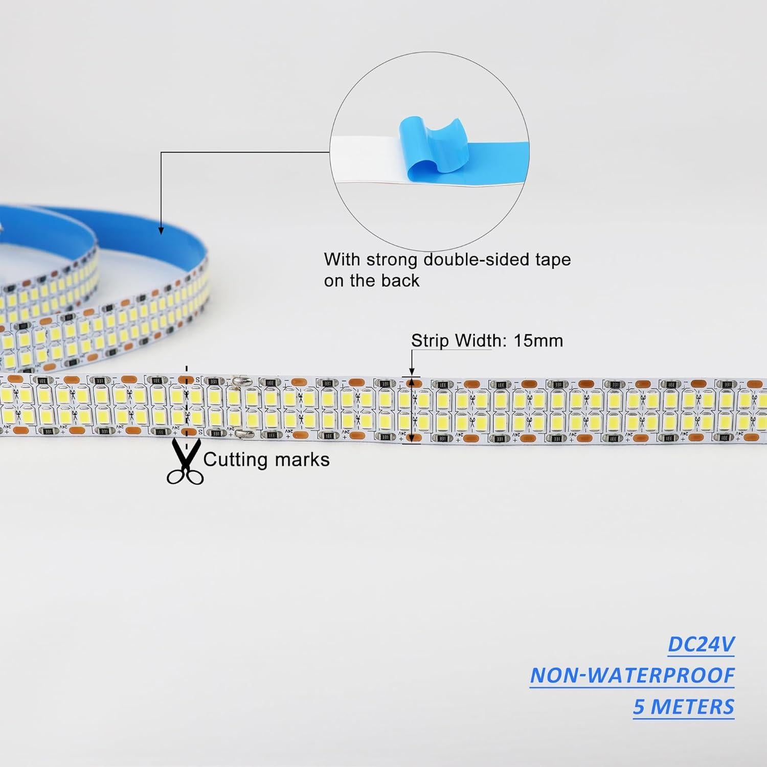 Tira LED flexible blanca fría 6500K 5M 2400 LEDs DC 24V LEDENET