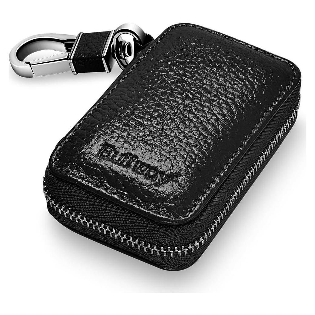 Funda de Llave de Coche Buffway de Cuero Genuino - Negro