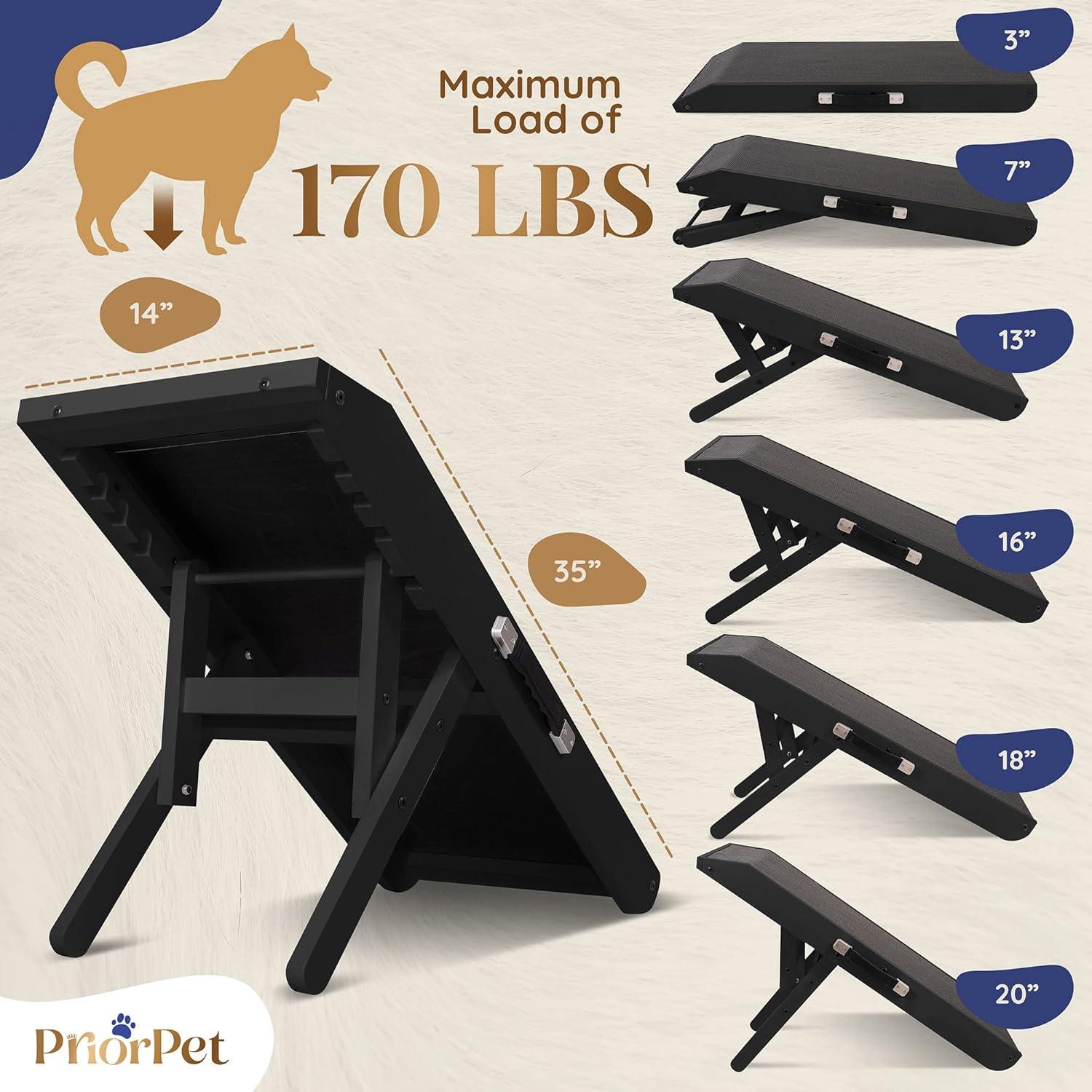 Rampa para perros PRIORPET - Antideslizante, 90kg, 5 colores