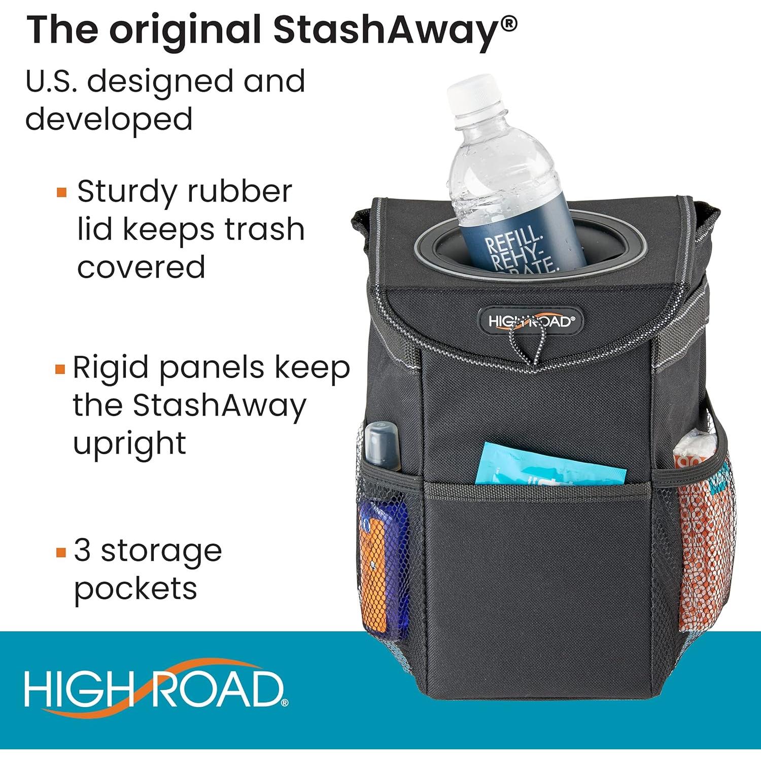 Basurero de Coche StashAway High Road Negro con Tapa de Goma