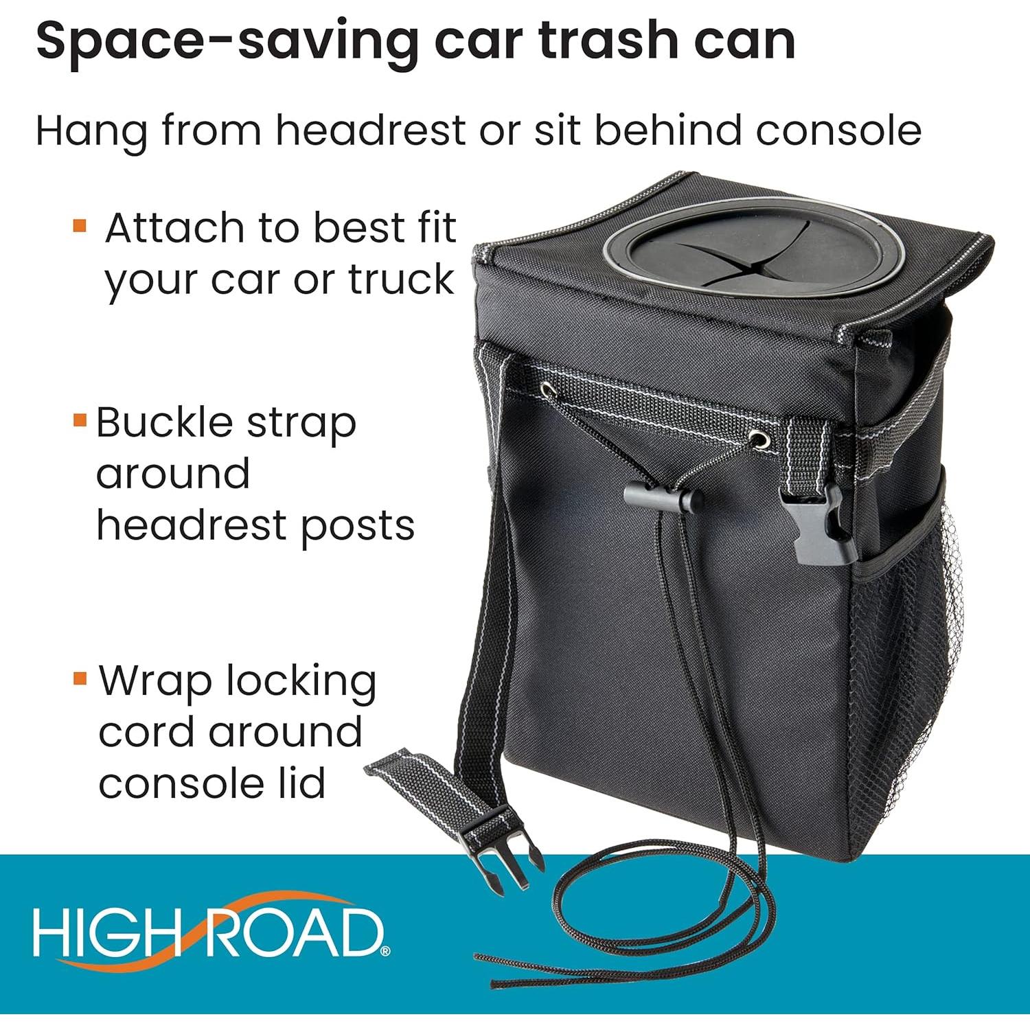 Basurero de Coche StashAway High Road Negro con Tapa de Goma