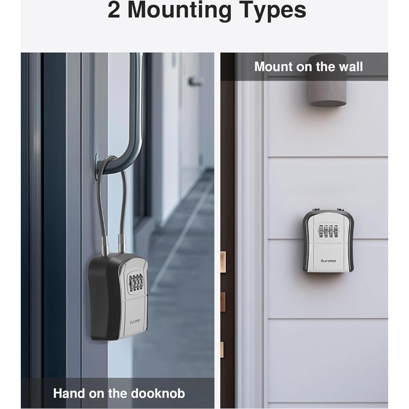 Caja de Llave Puroma Montada en Pared con Combinación 4 Dígitos