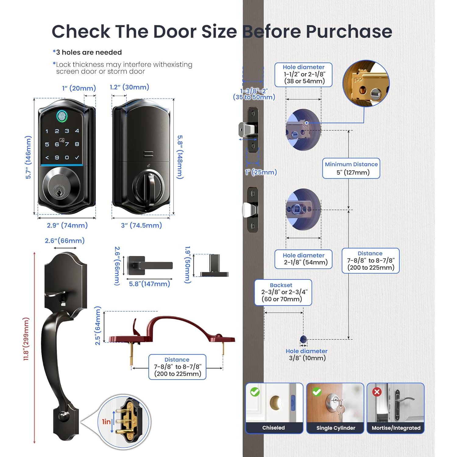 Cerradura Inteligente Veise VE017-H con Huella Dactilar y App