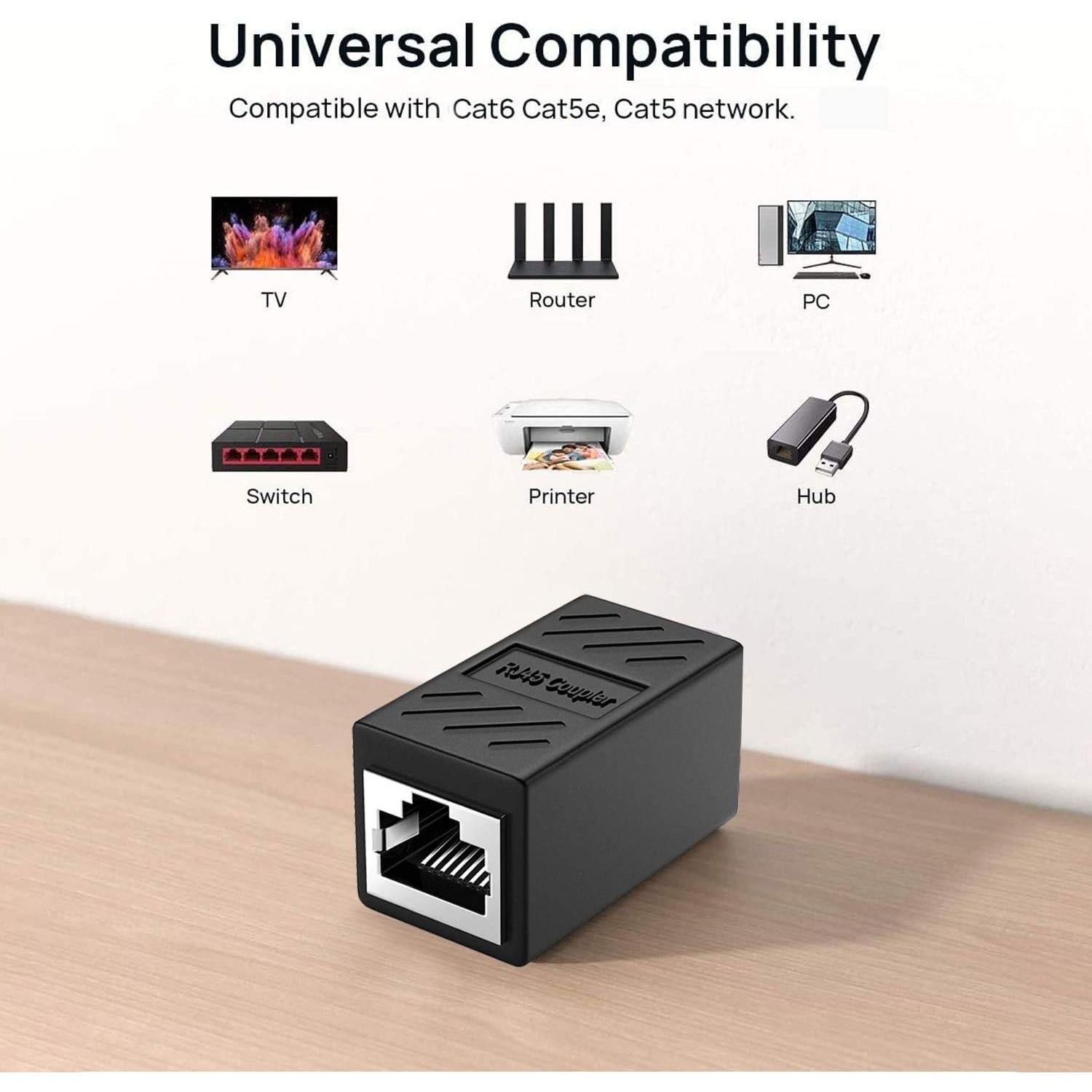 Acoplador RJ45 Ethernet Laboen 2 Paquete Negro Cat5e/Cat6/Cat7