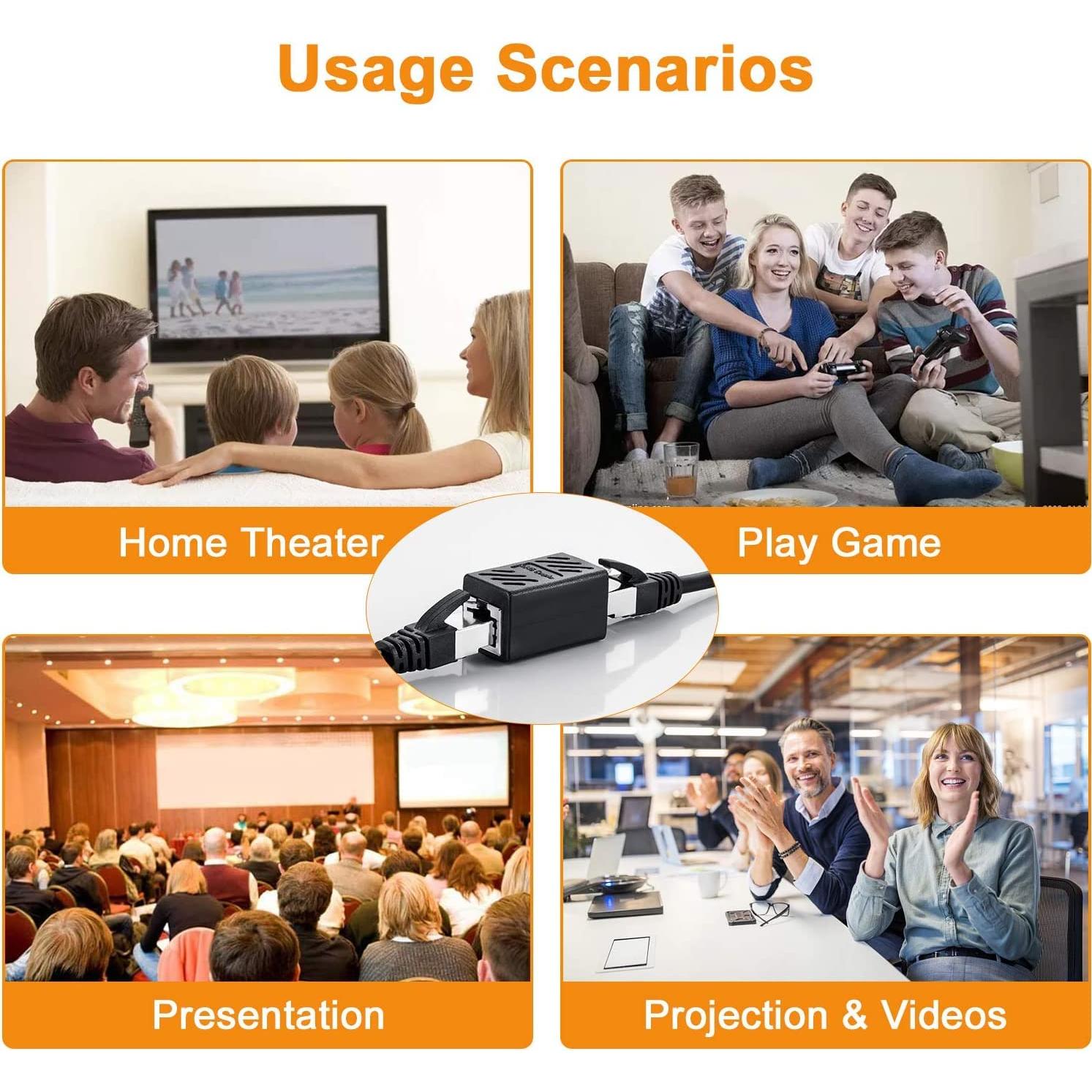 Acoplador RJ45 Ethernet Laboen 2 Paquete Negro Cat5e/Cat6/Cat7