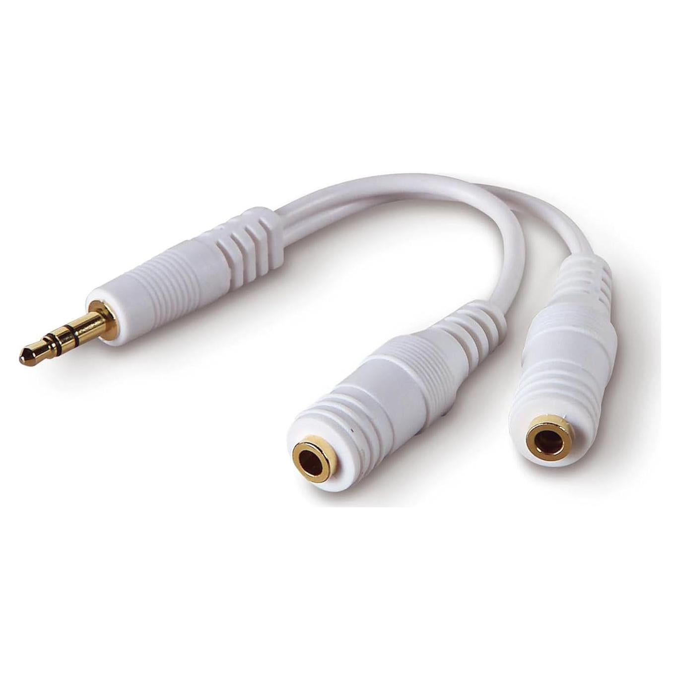 Divisor de Audio Belkin 3.5mm - Adaptador Doble para Auriculares y Altavoces - Blanco