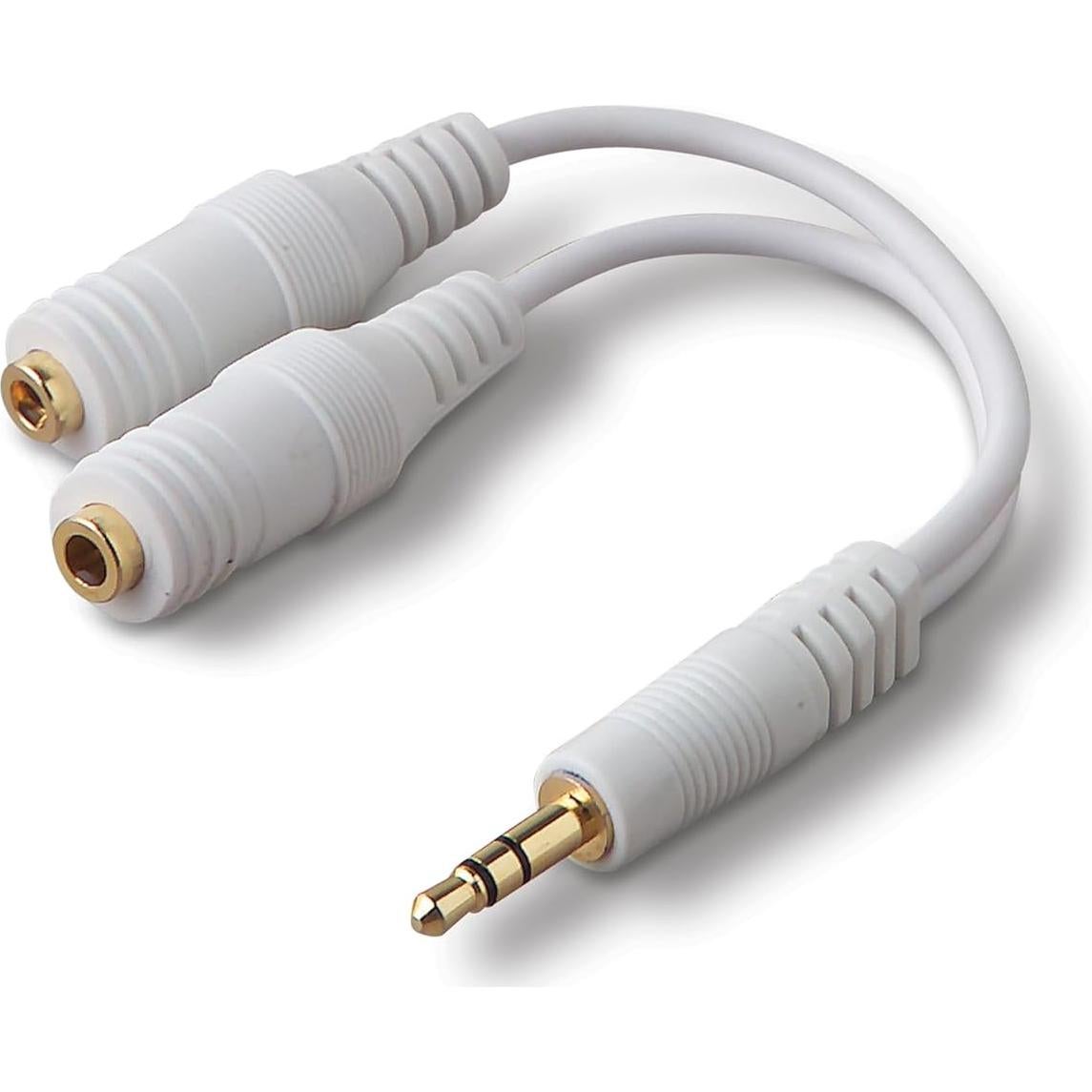 Divisor de Audio Belkin 3.5mm - Adaptador Doble para Auriculares y Altavoces - Blanco