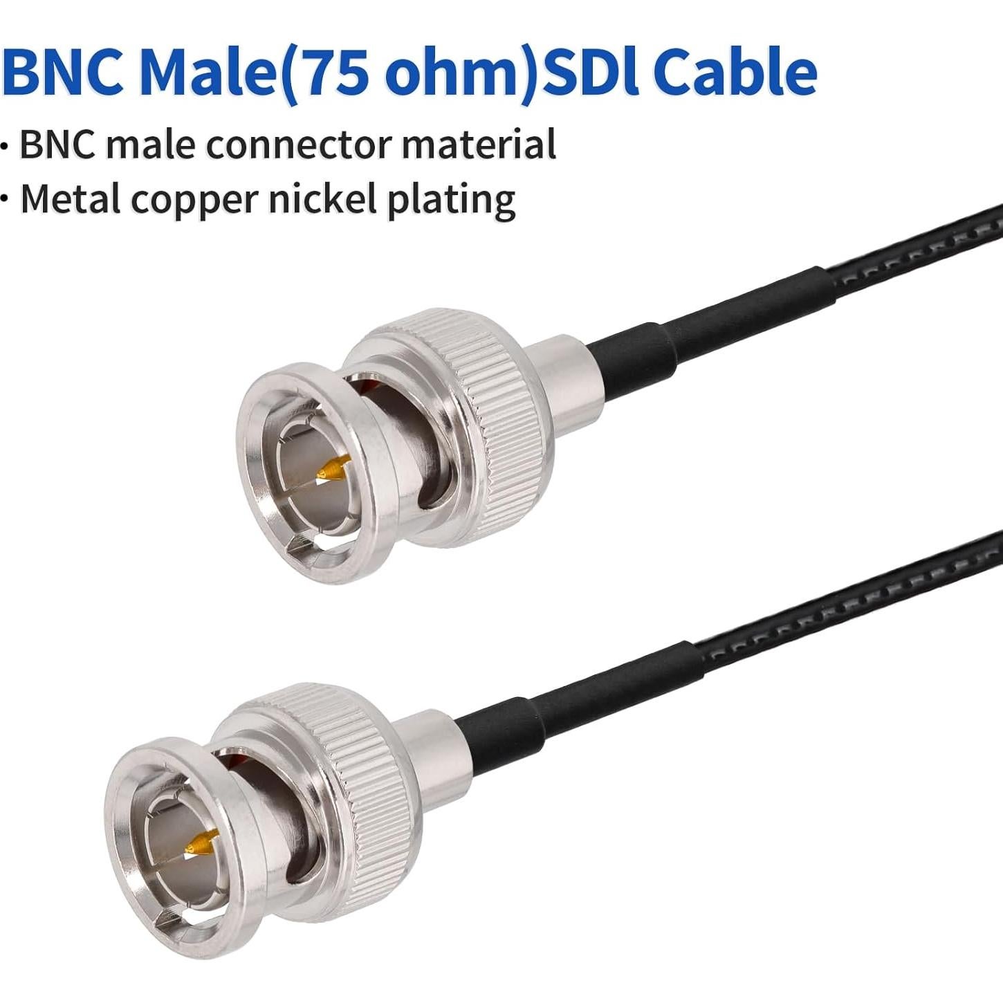 Cable SDI Yuslao 1FT BNC a BNC 75 Ohm RG179 4K 1080P (2 Pcs)